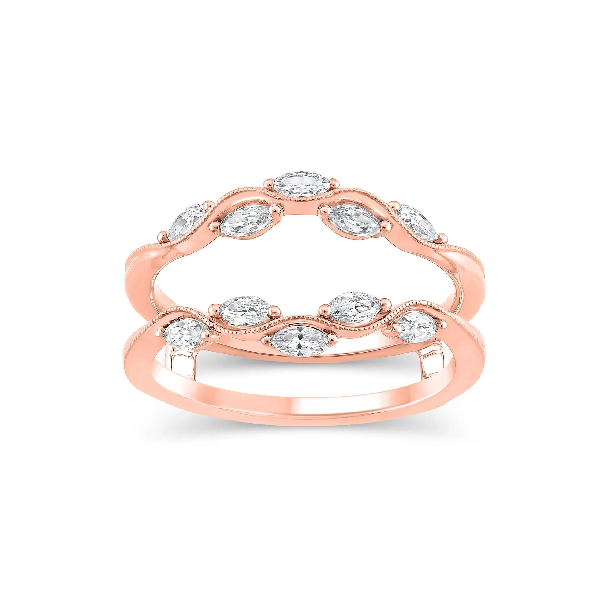 1/2 CT. Tw. Lab Grown Diamond Insert 14K Rose Gold Ring Size 6.5 11mm