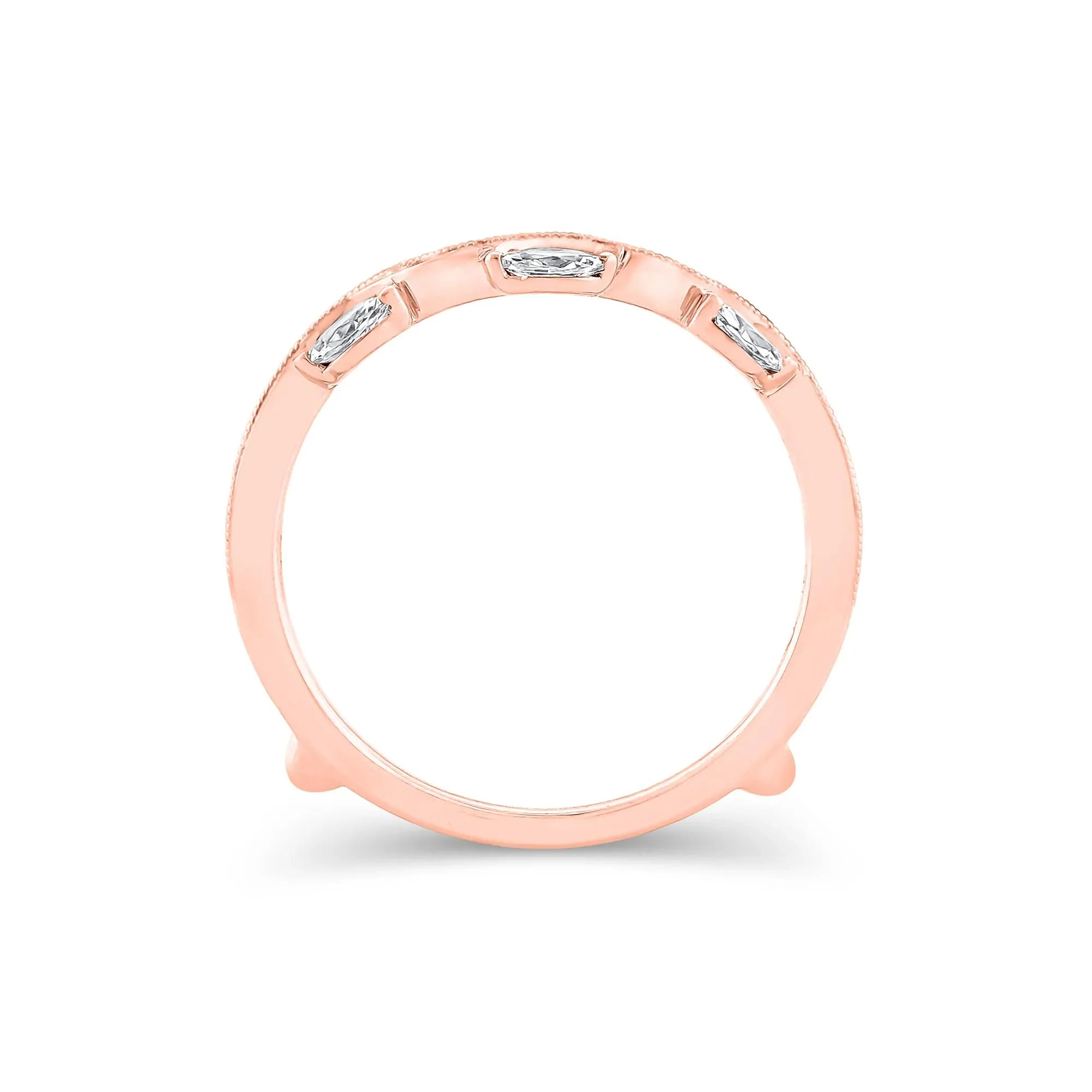 1/2 CT. Tw. Lab Grown Diamond Insert 14K Rose Gold Ring Size 9.5 11mm - Image 2