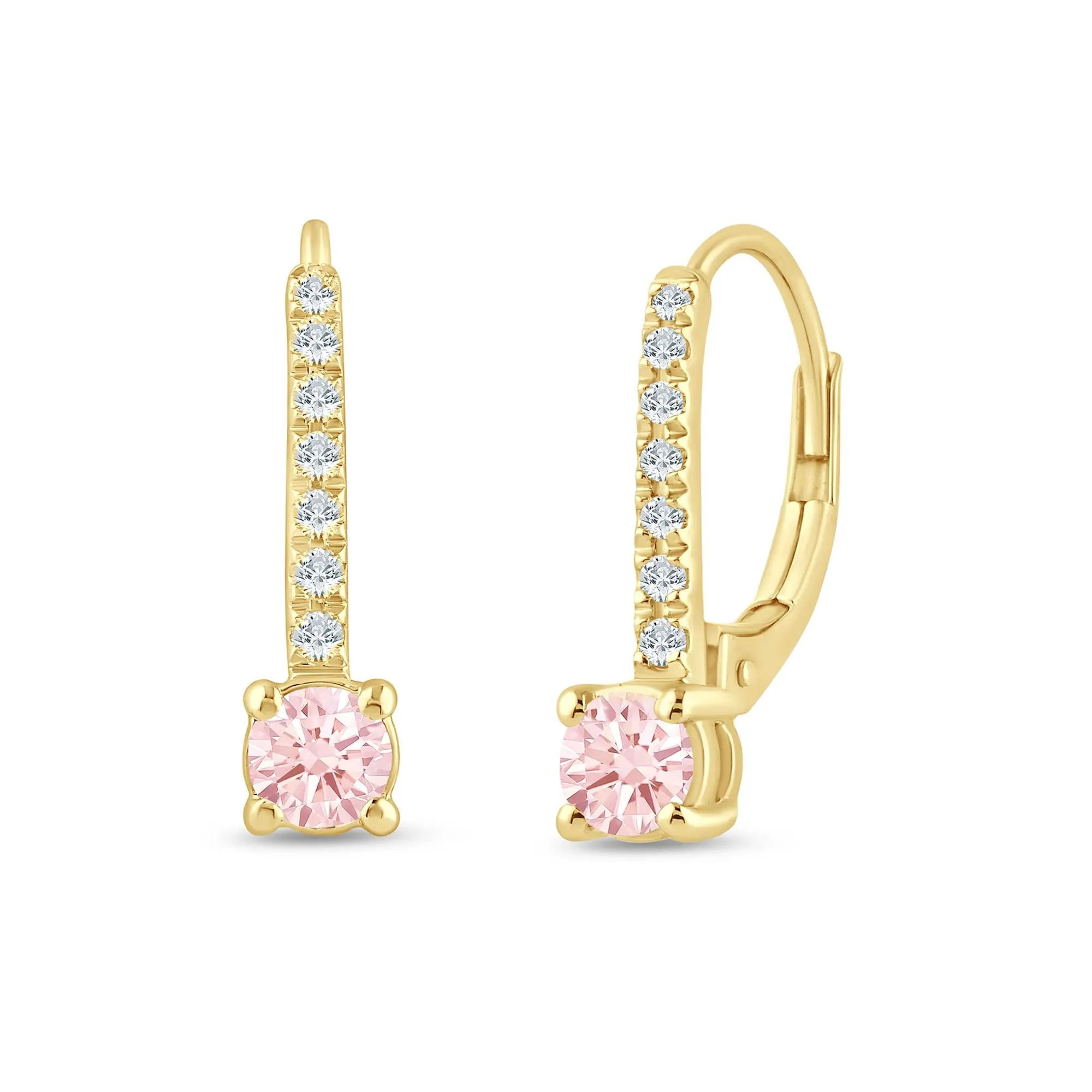 1/2 CT. Tw. Lab Grown Pink and White Diamond Drop Earrings 14K Yellow Gold Size 17.50mm