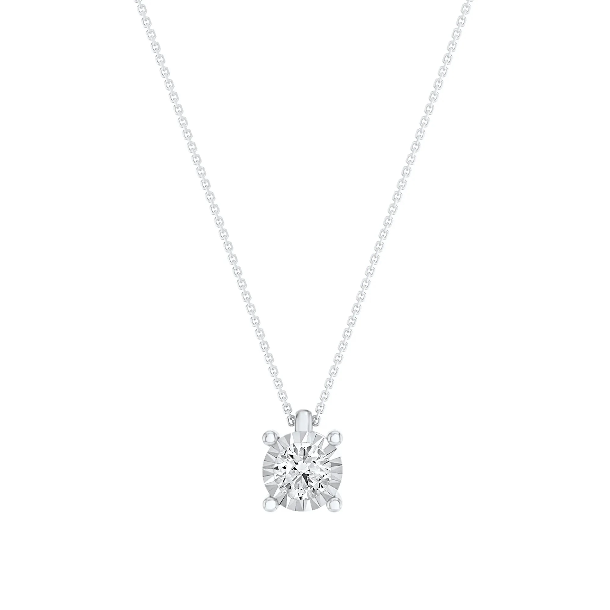 1/2 CT. Tw. Lab Grown Diamond Illusion Pendant Necklace 10K White Gold ( ) Size 18"