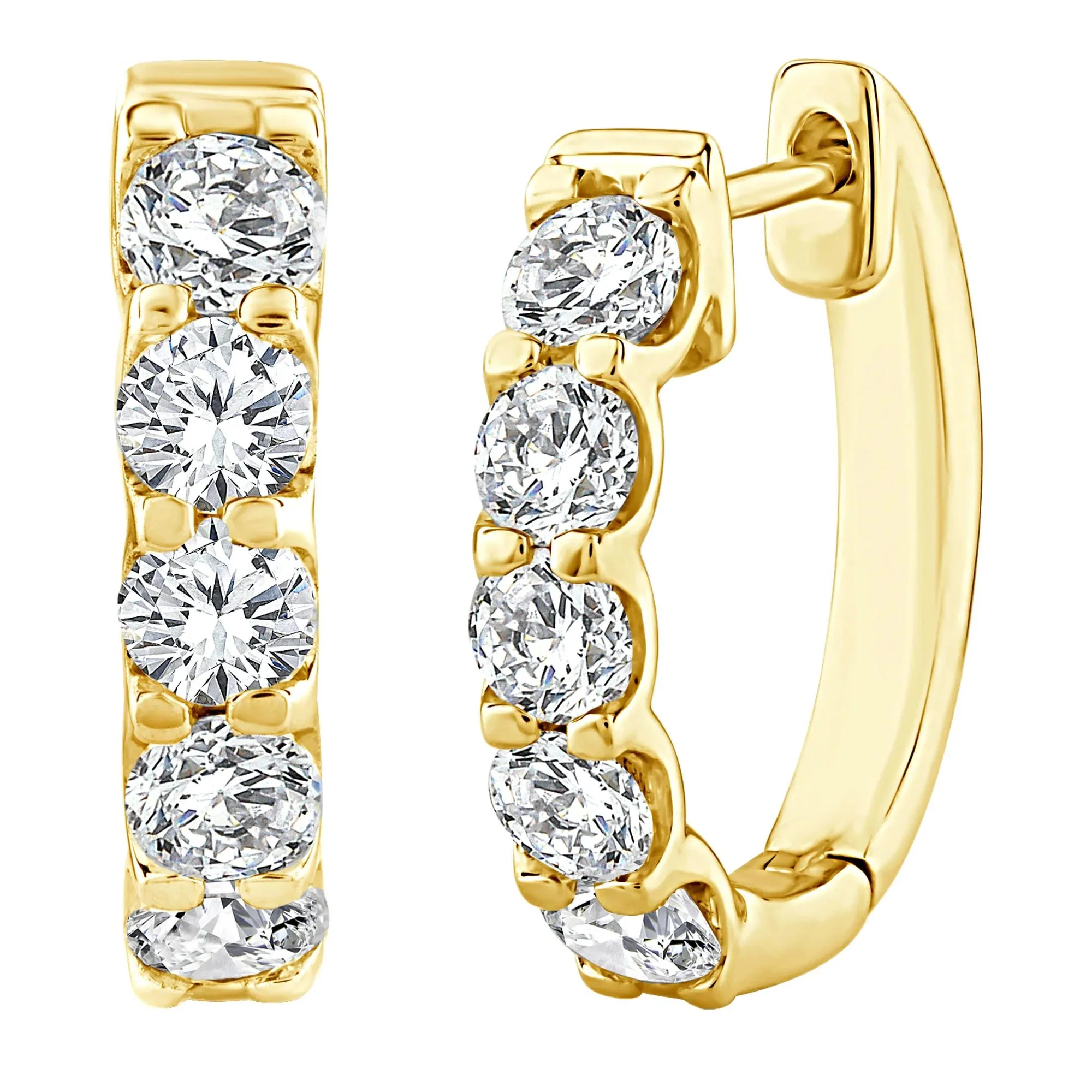 2 CT. Tw. Lab Grown Diamond Hoop Earrings 10K Yellow Gold Size 13.50mm