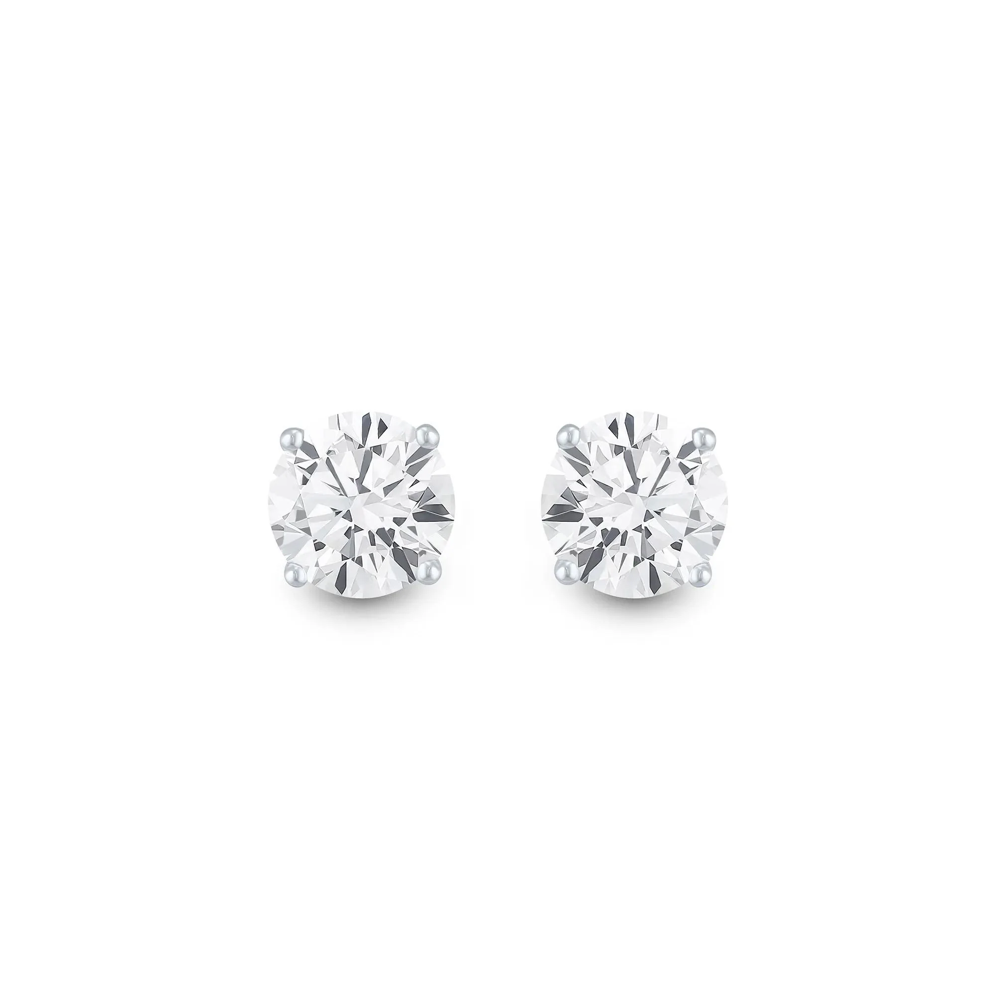 2 CT. Tw. Diamond Round Solitaire Stud Earrings 14K White Gold Size 6.50mm