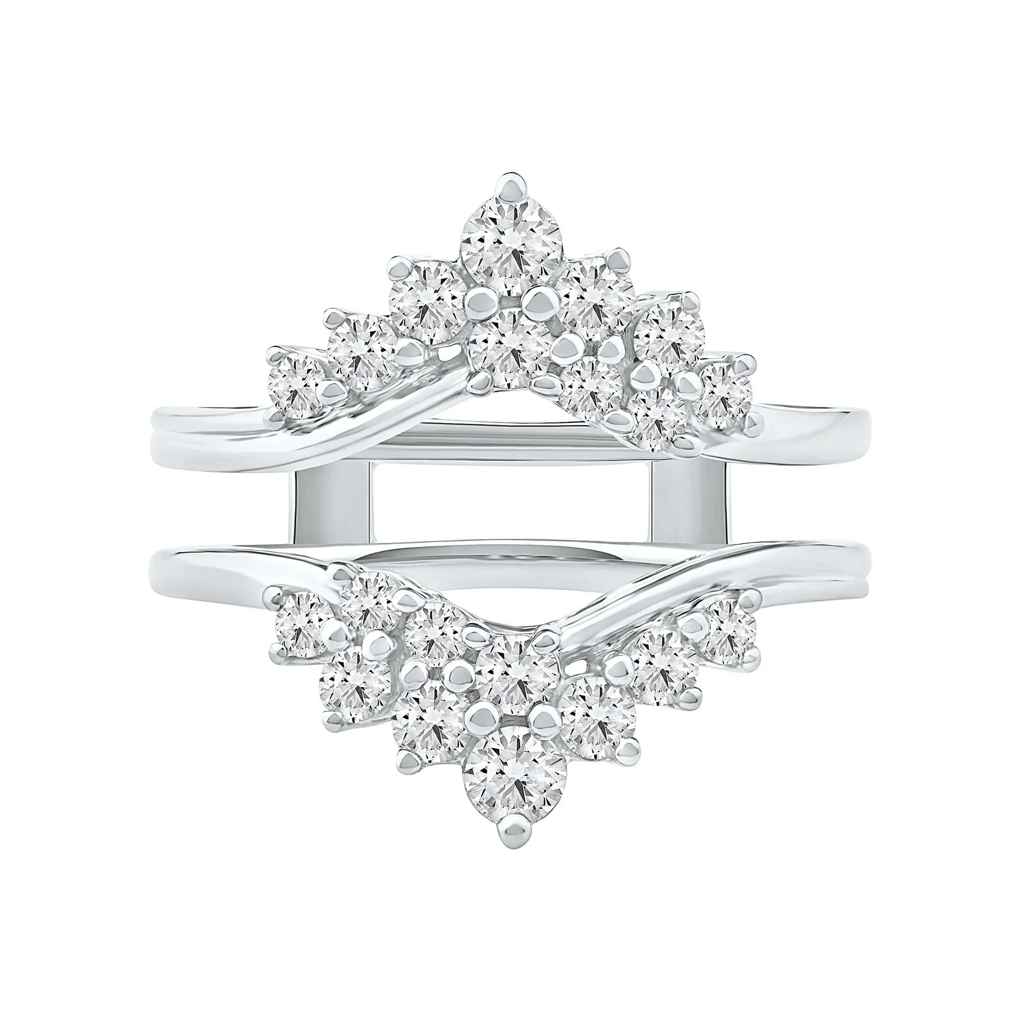 1 CT. Tw. Lab Grown Diamond Chevron Insert 14K White Gold Ring Size 7 6.5mm