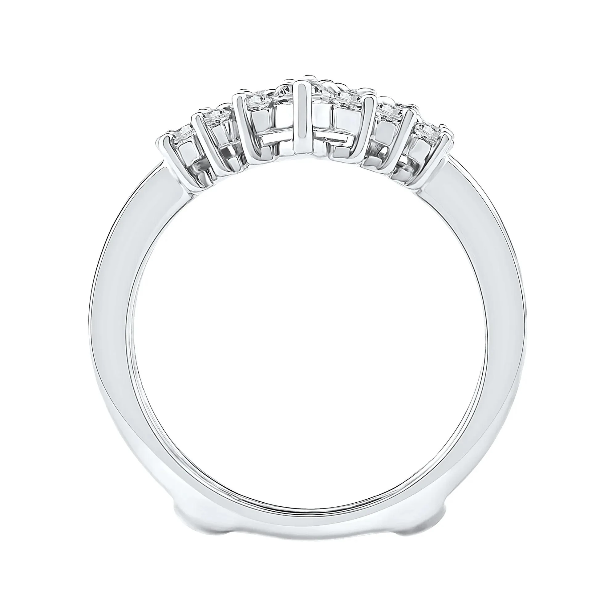 1 CT. Tw. Lab Grown Diamond Chevron Insert 14K White Gold Ring Size 8 6.5mm - Image 2