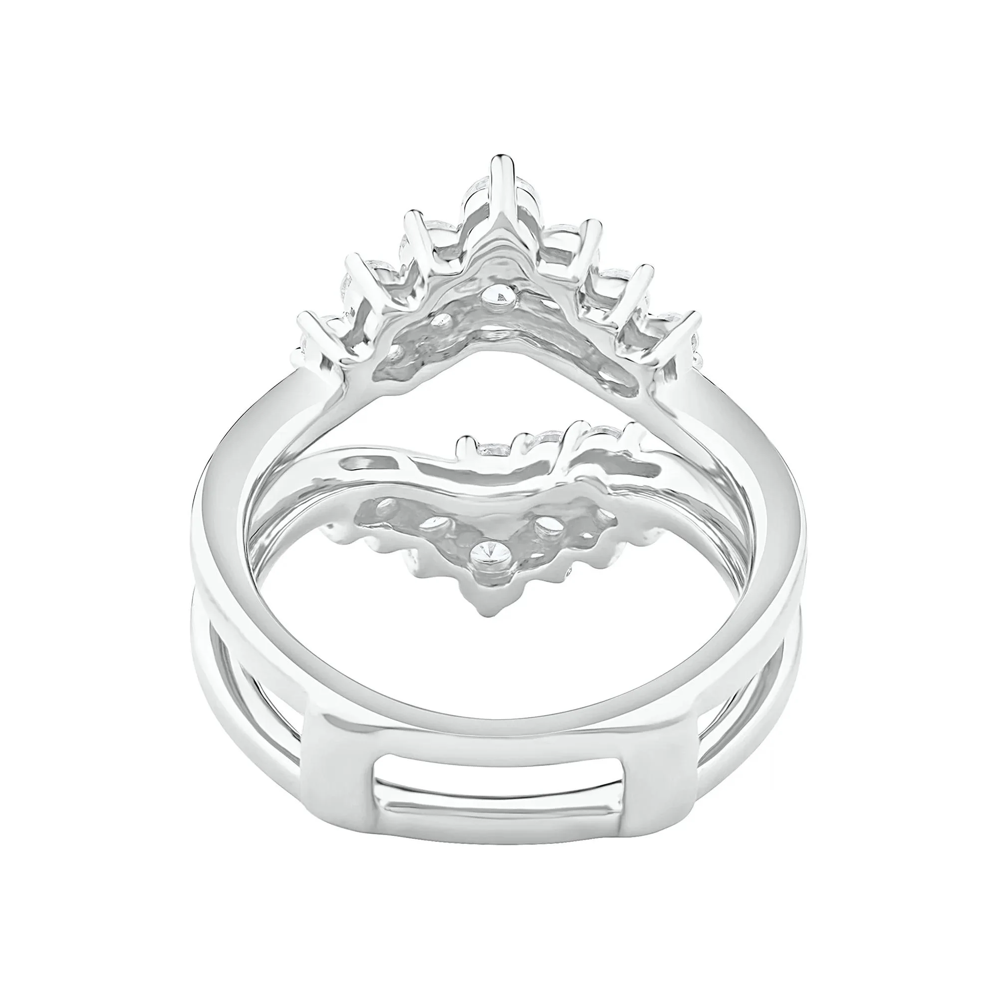 1 CT. Tw. Lab Grown Diamond Chevron Insert 14K White Gold Ring Size 8 6.5mm - Image 4
