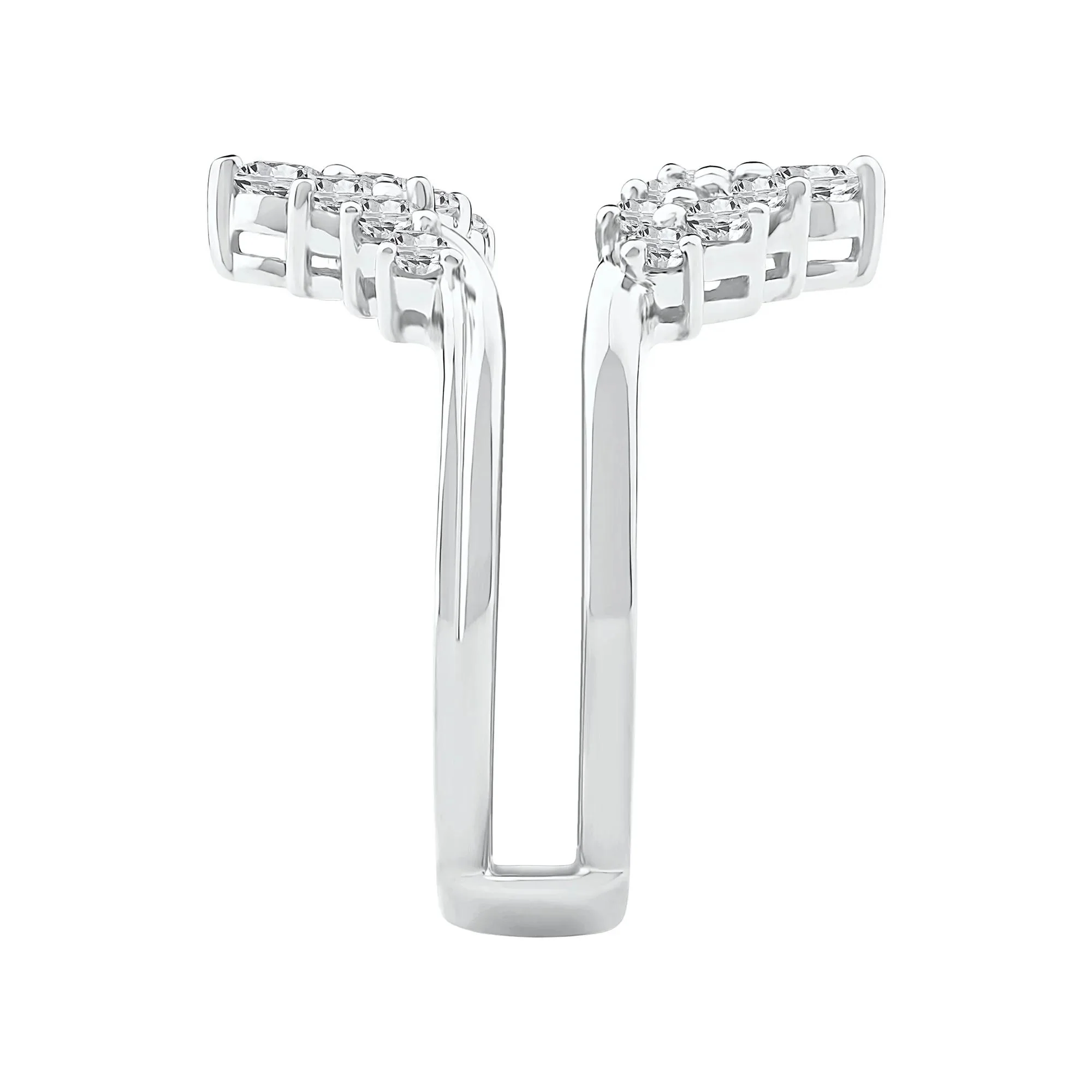 1 CT. Tw. Lab Grown Diamond Chevron Insert 14K White Gold Ring Size 9 6.5mm - Image 3
