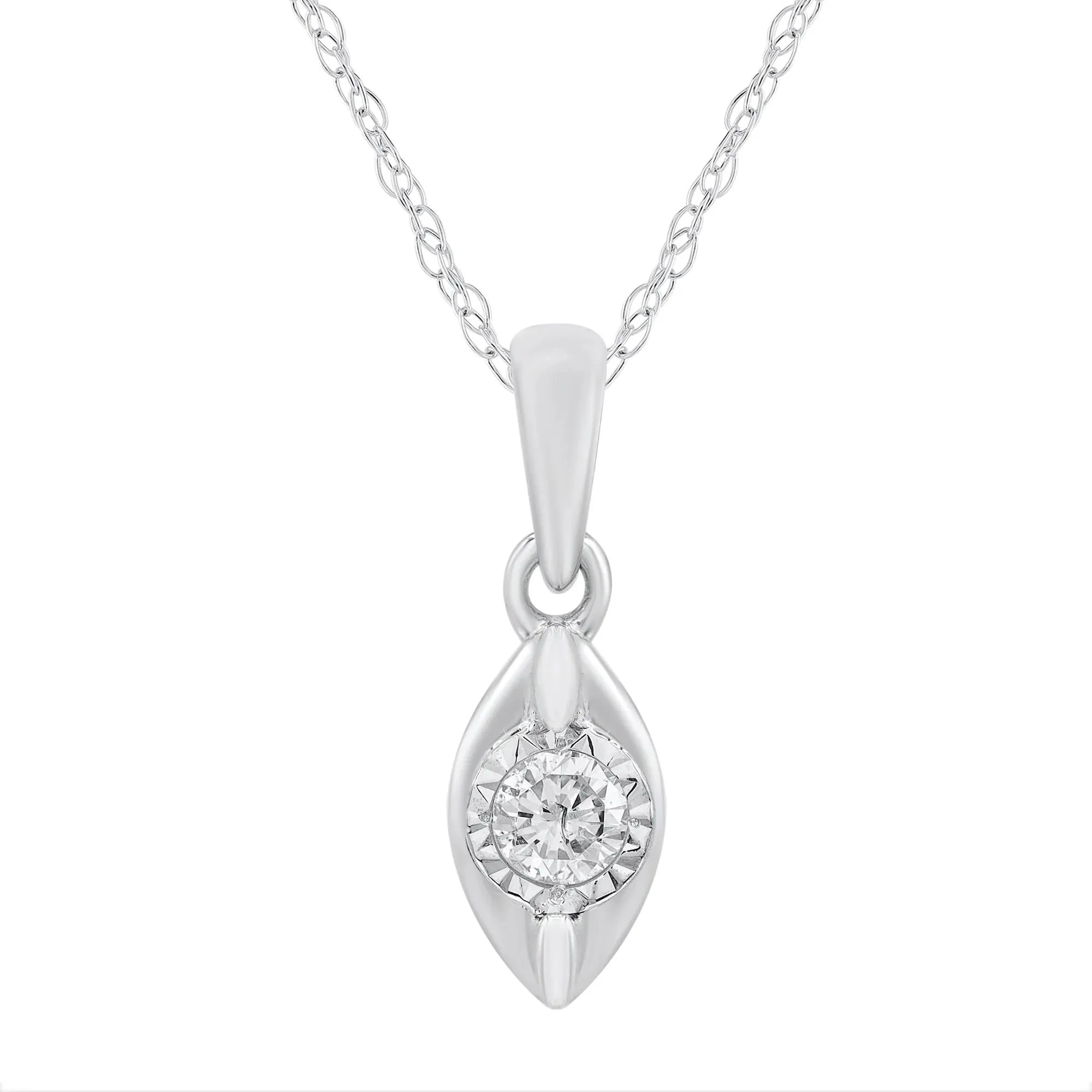 1/10 CT. Tw. Diamond Pendant Necklace 10K White Gold Size 18"
