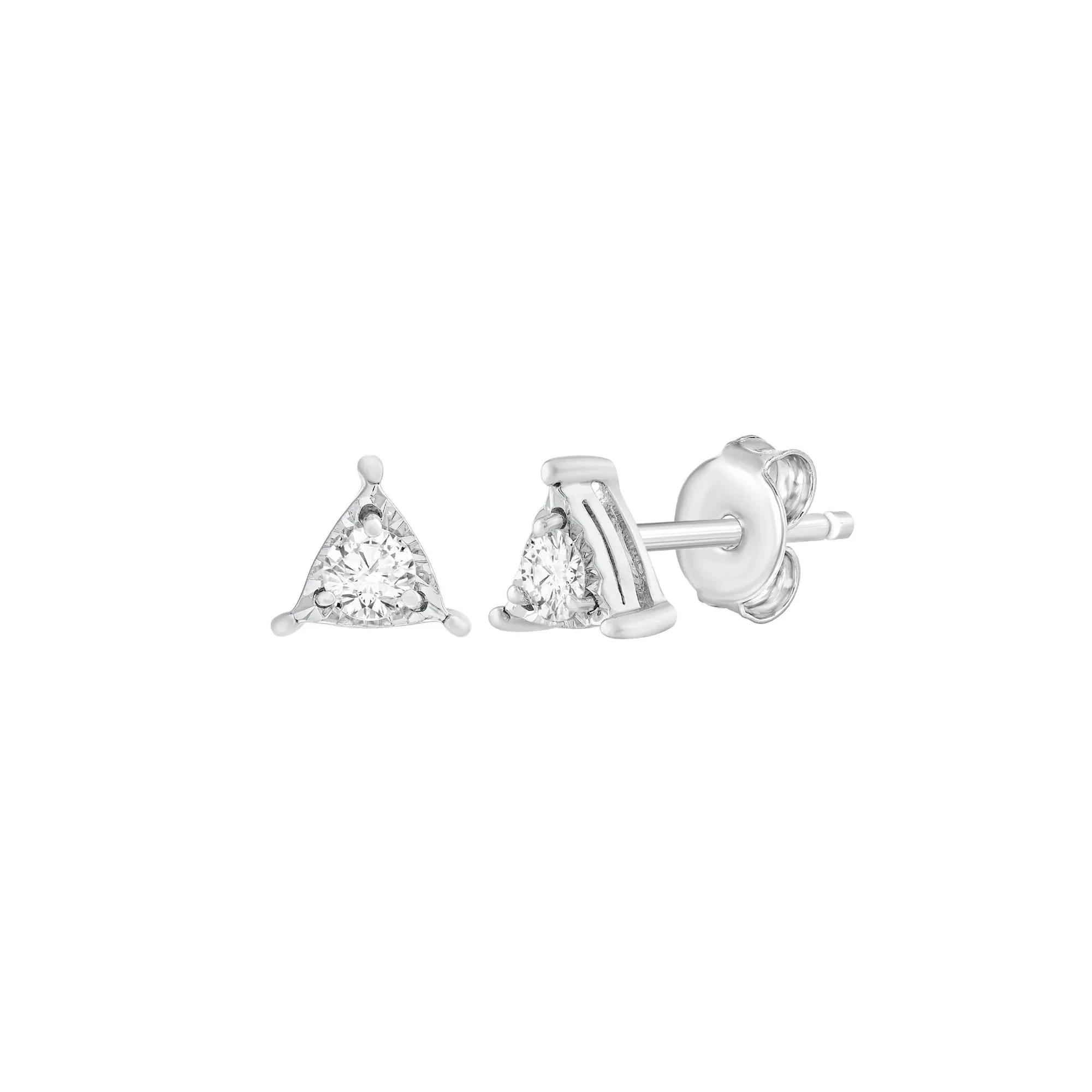 1/8 CT. Tw. Diamond Triangle Stud Earrings 10K White Gold Size 4.90mm