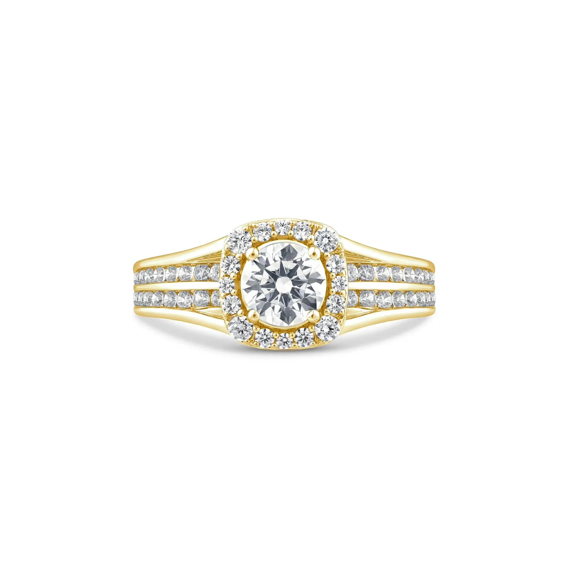 1/4 CT. Tw. Lab Grown Diamond Halo Engagement Ring 10K Yellow Gold Round Brilliant Cut Size 6