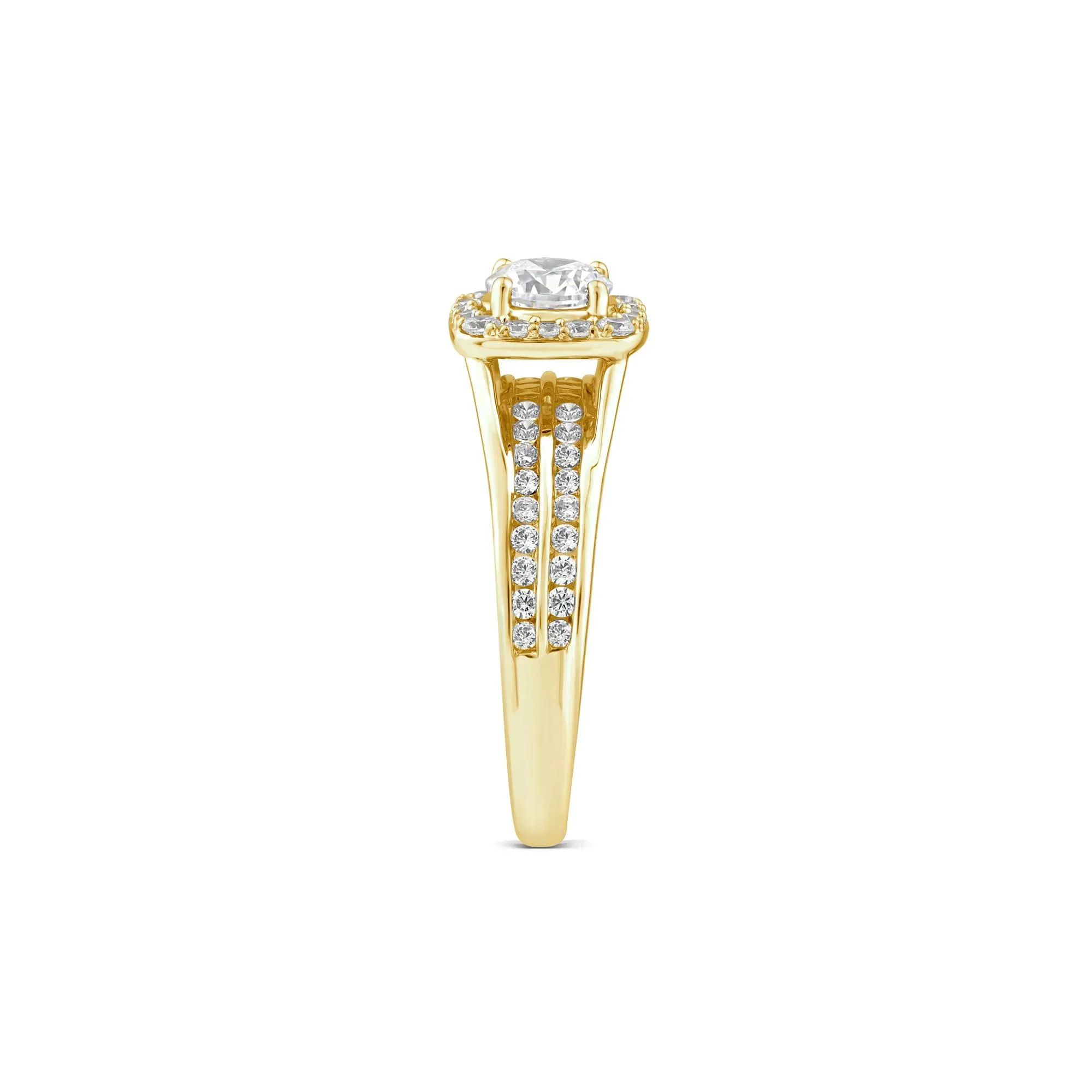 1/4 CT. Tw. Lab Grown Diamond Halo Engagement Ring 10K Yellow Gold Round Brilliant Cut Size 8.5 - Image 3