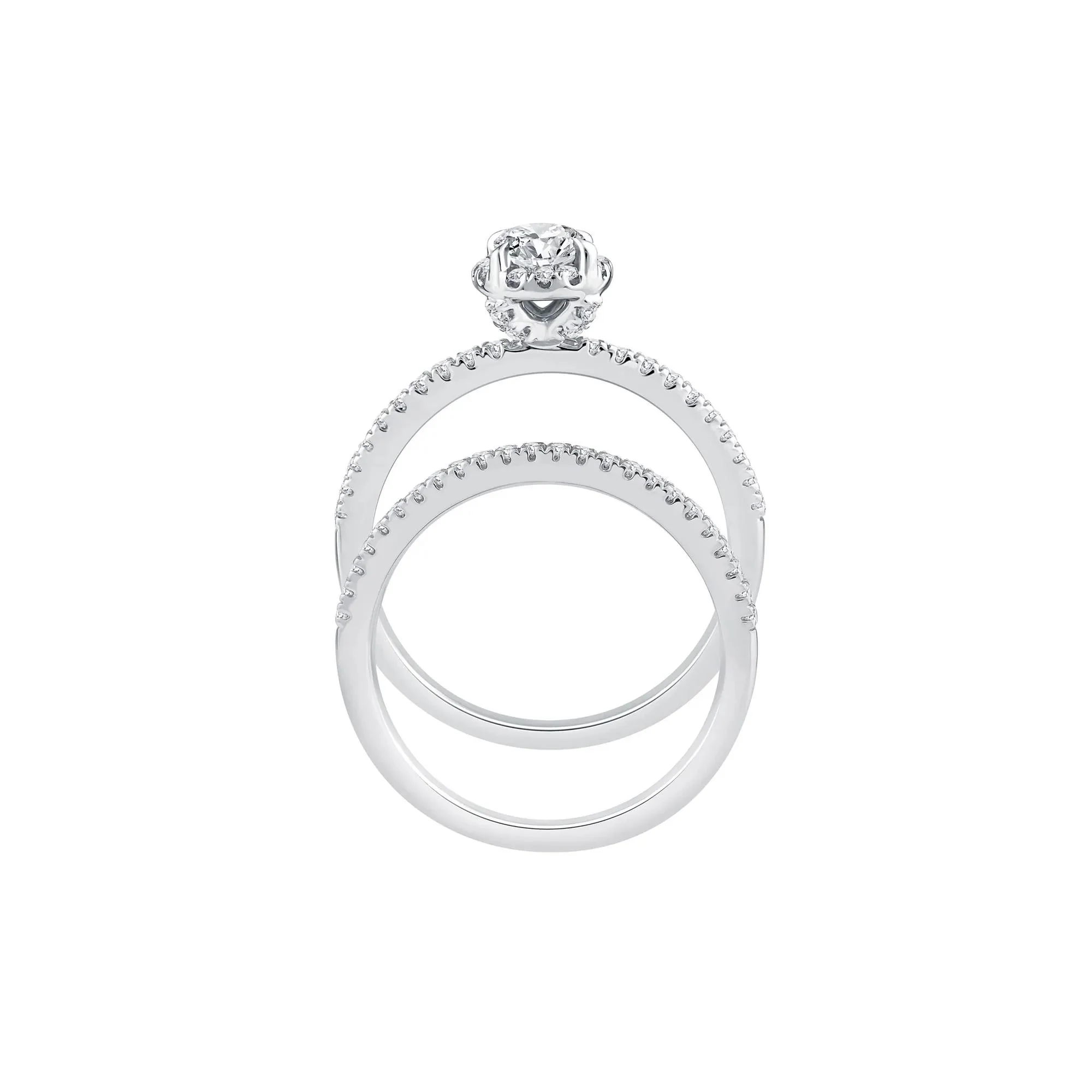 1 CT. Tw. Lab Grown Diamond Oval Center Bridal Set 10K White Gold Ring Size 7 - Image 2