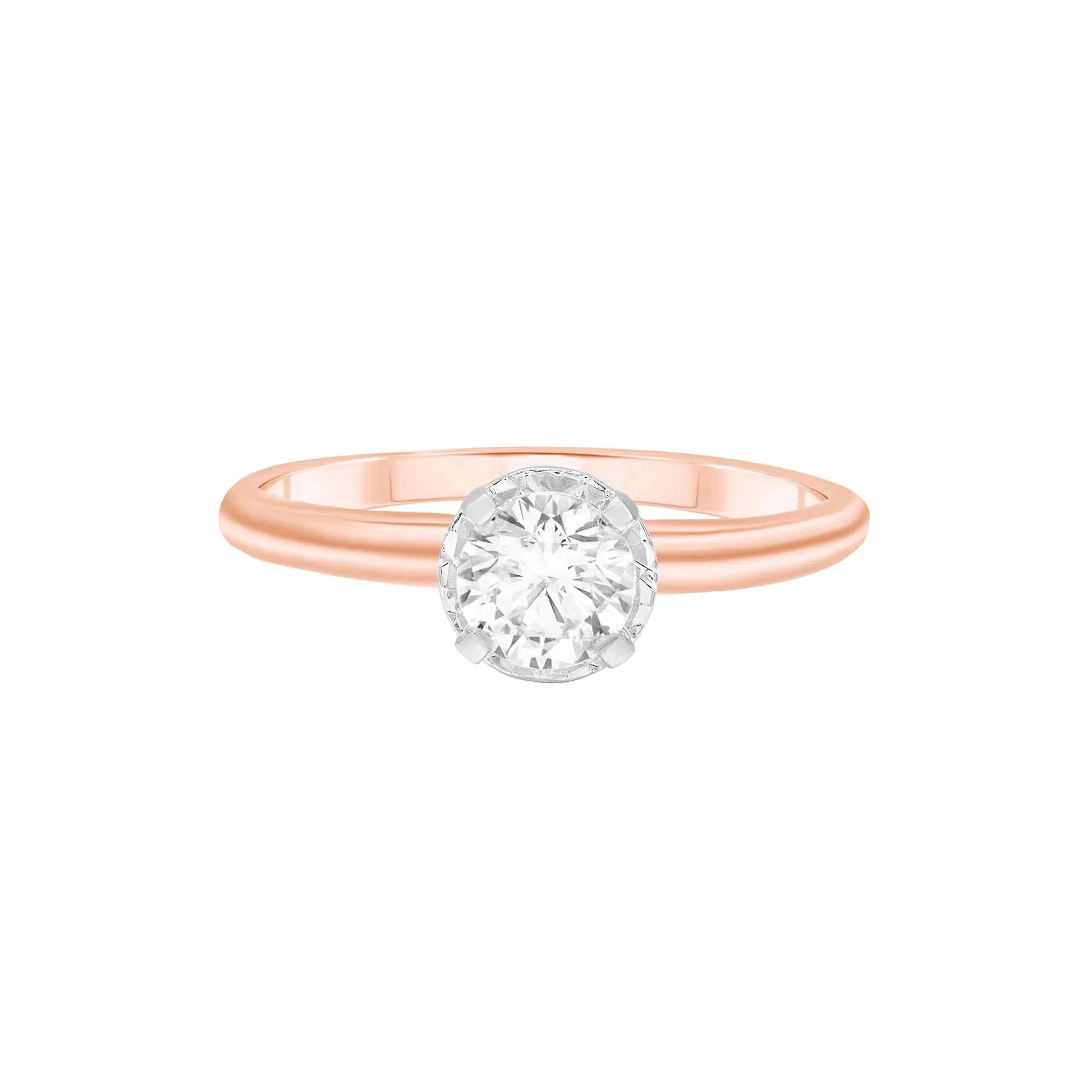 1/2 CT. Tw. Diamond Solitaire Engagement Ring 14K Rose Gold Round Brilliant Cut Size 7