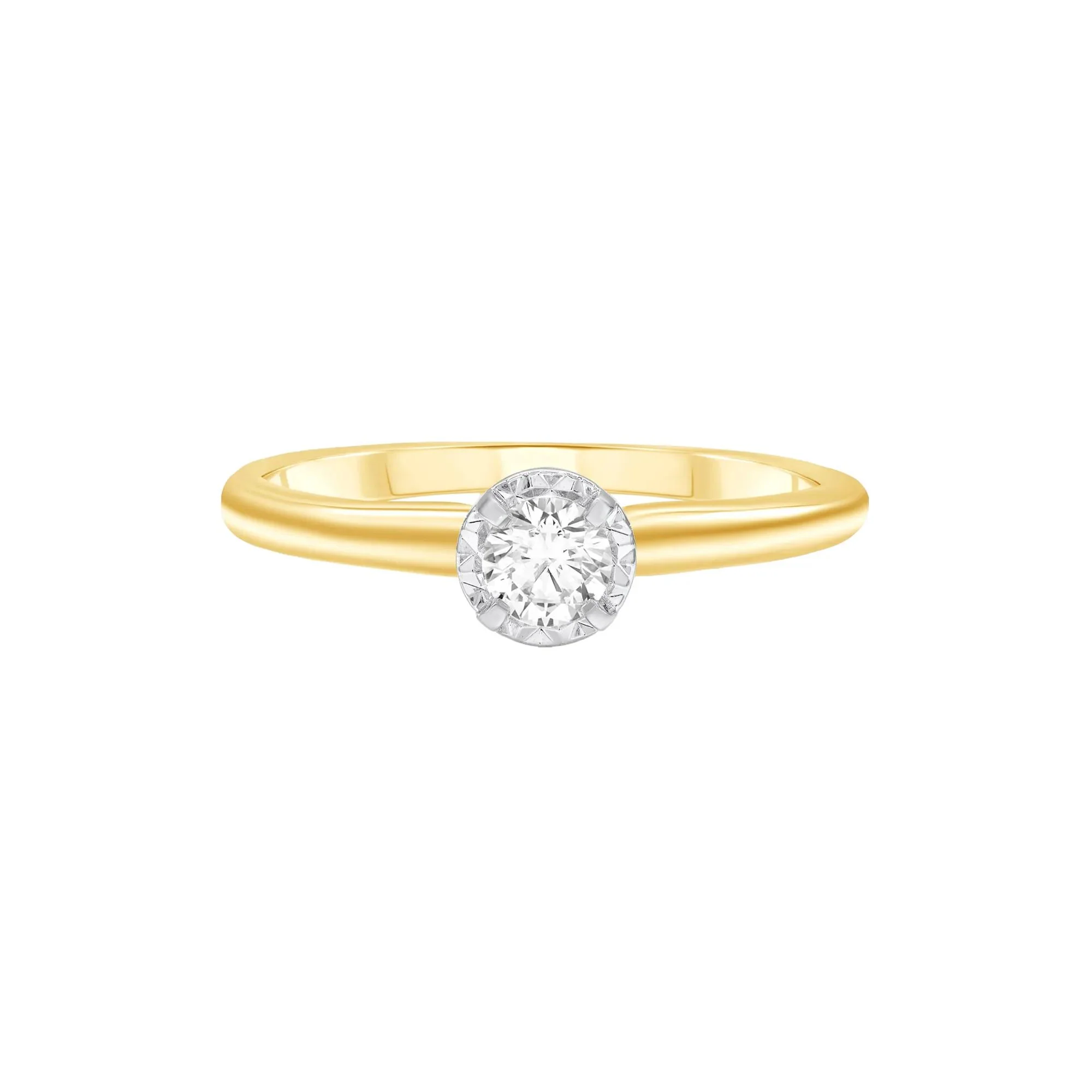 1/4 CT. Tw. Diamond Solitaire Engagement Ring 14K Yellow Gold Round Brilliant Cut Size 7