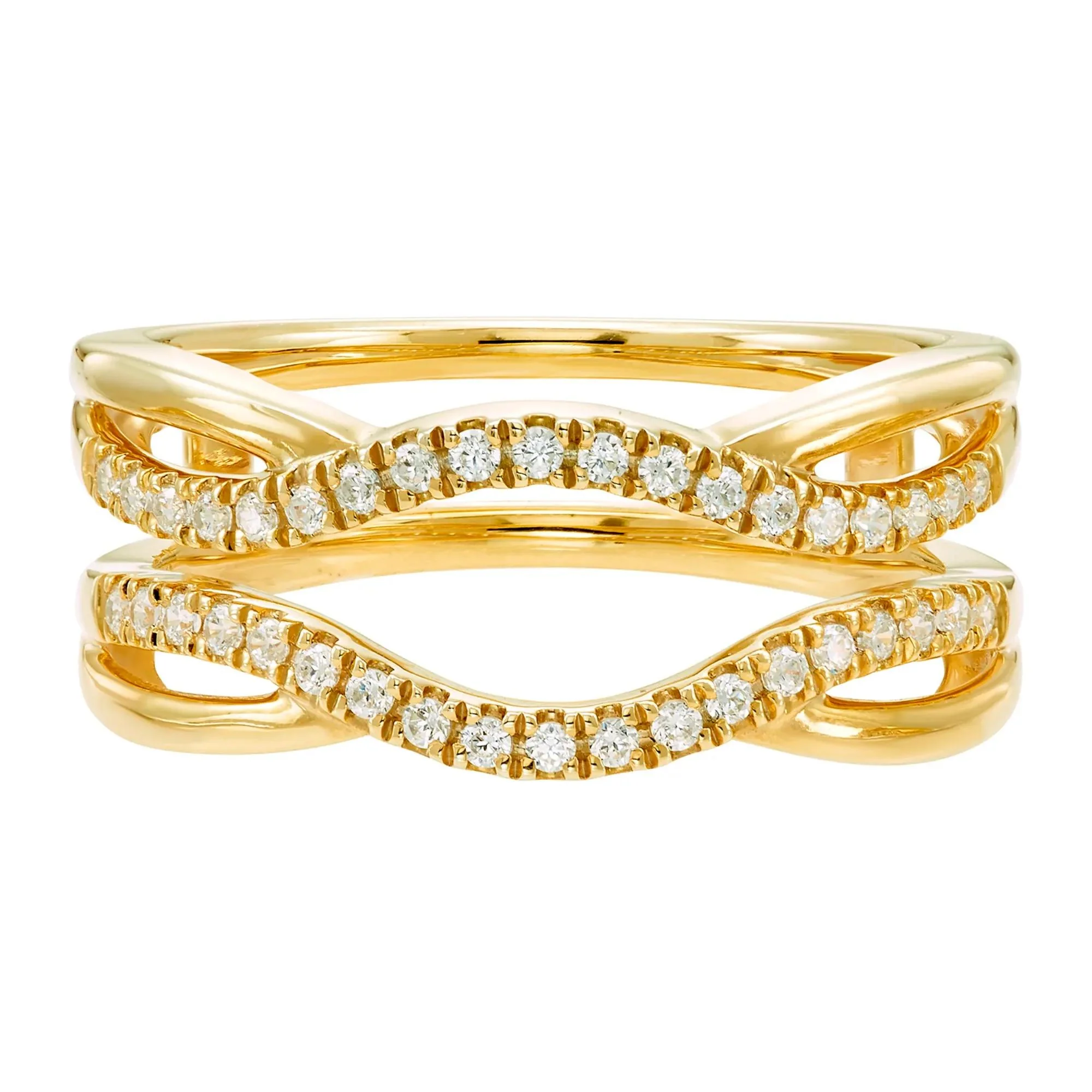 1/4 CT. Tw. Diamond Contoured Ring Insert 10K Yellow Gold Size 7.5