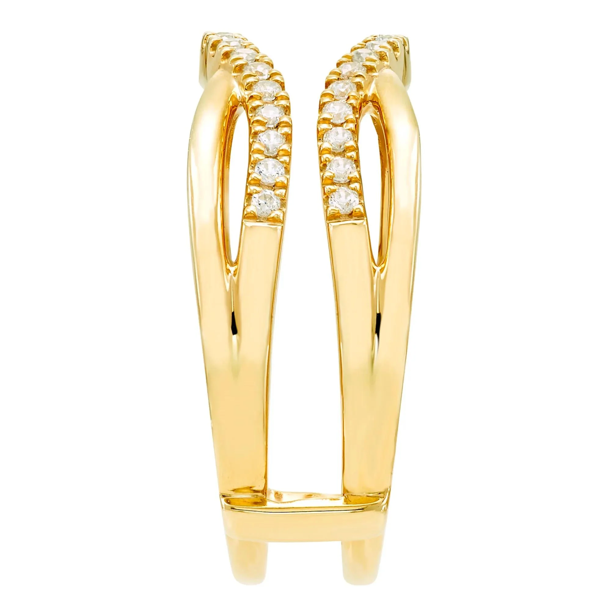 1/4 CT. Tw. Diamond Contoured Ring Insert 10K Yellow Gold Size 7.5 - Image 3