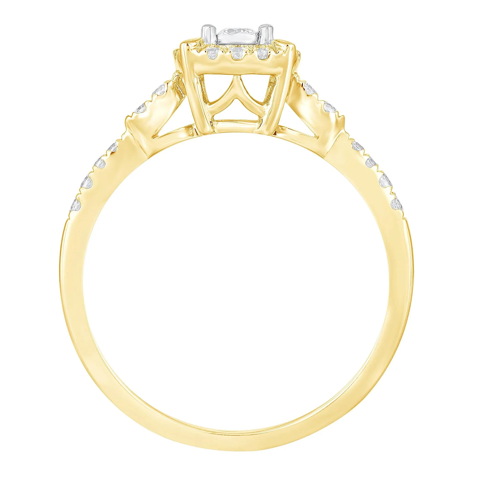 1/4 CT. Tw. Diamond Promise Ring 10K Yellow Gold Round Brilliant Cut Size 8 - Image 2