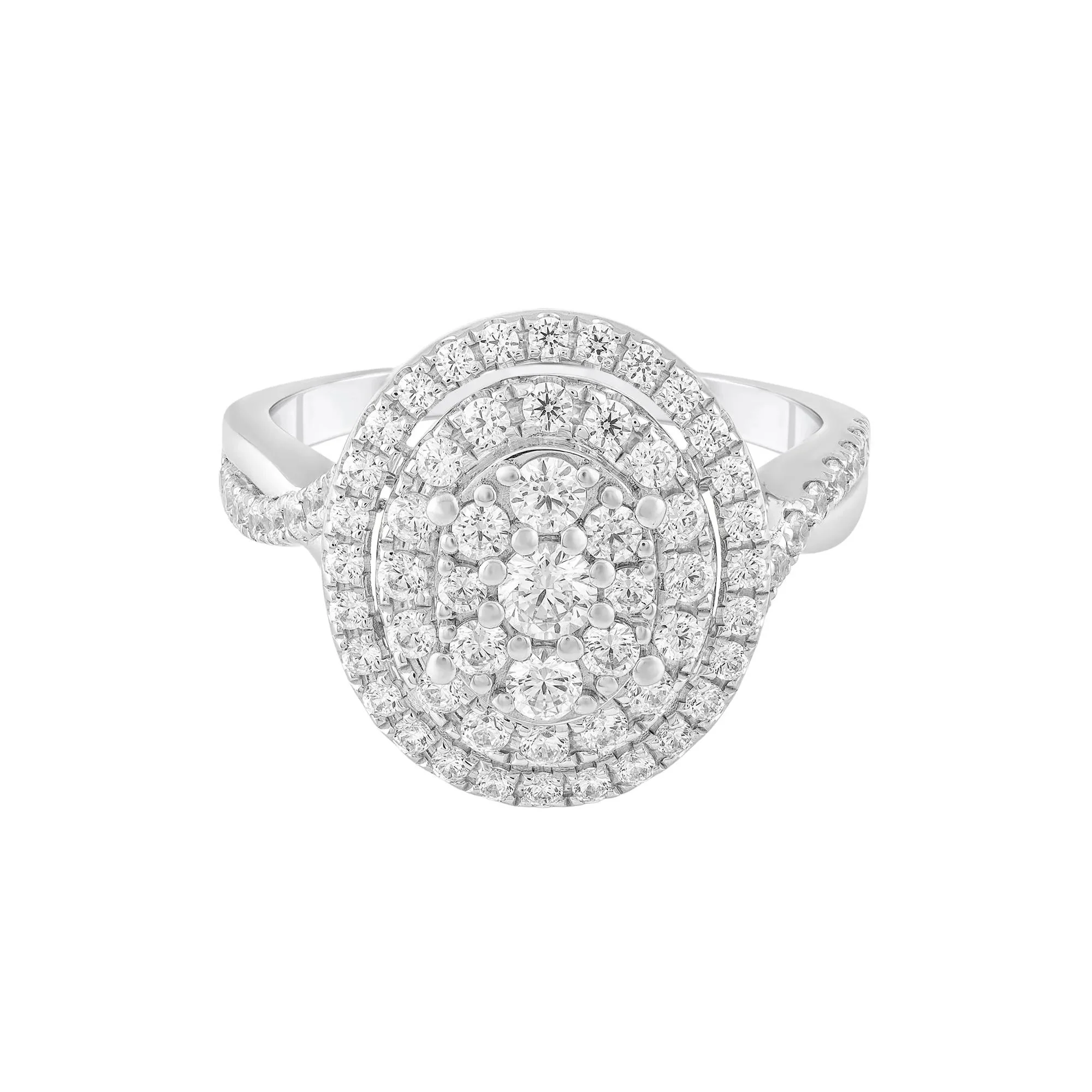 1 CT. Tw. Diamond Engagement Ring 10K White Gold Size 6.5