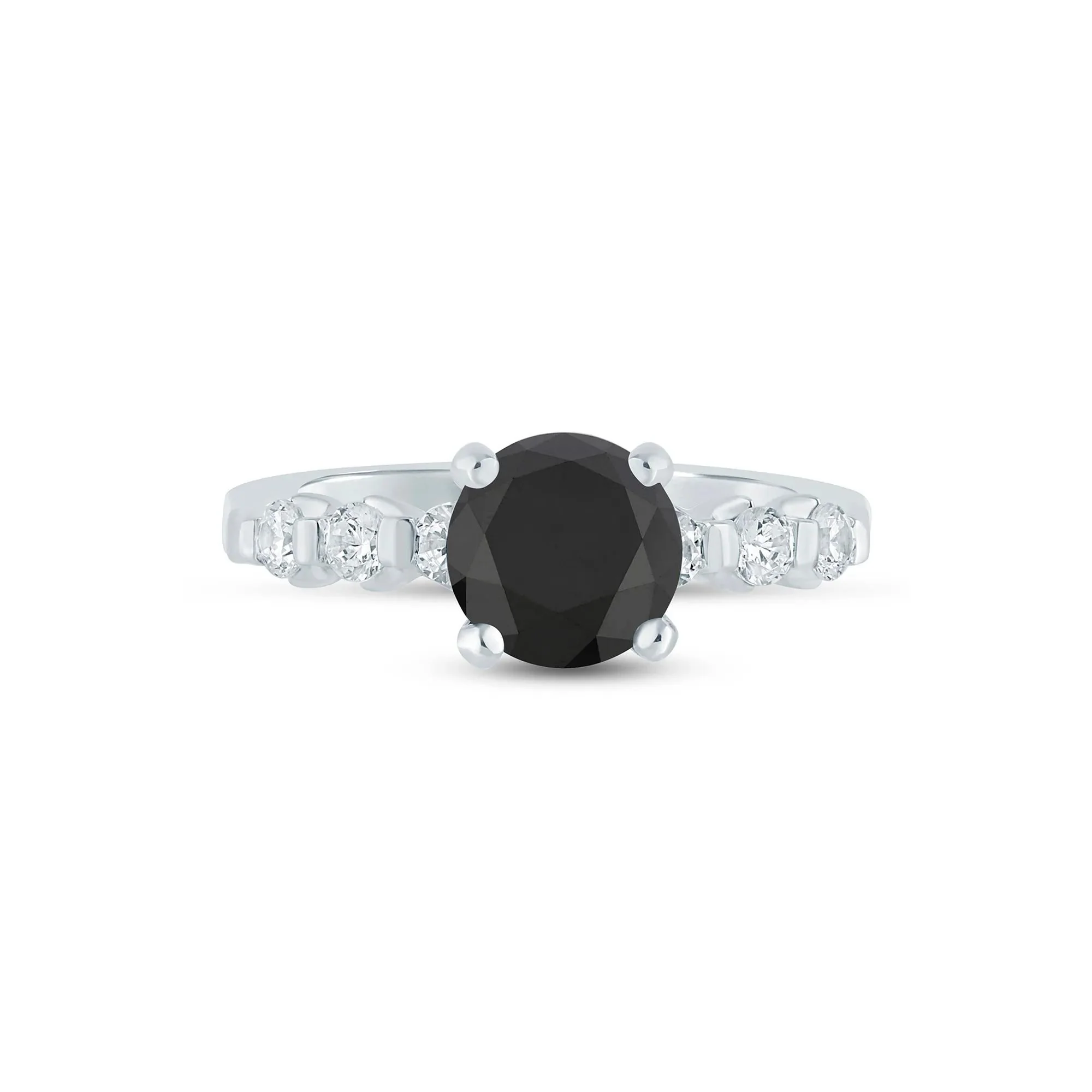 2 3/8 CT. Tw. Black Diamond Engagement Ring 14K White Gold Size 6 2mm - Image 2