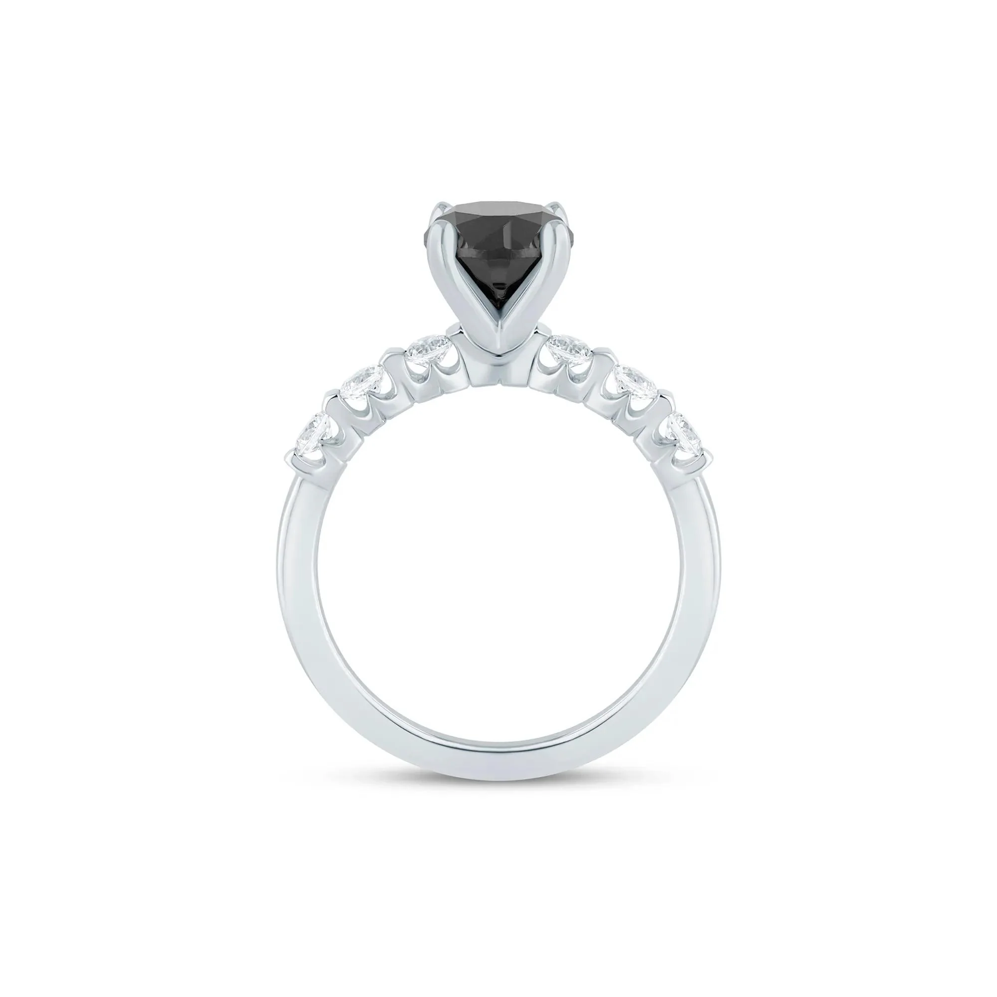 2 3/8 CT. Tw. Black Diamond Engagement Ring 14K White Gold Size 8.5 2mm