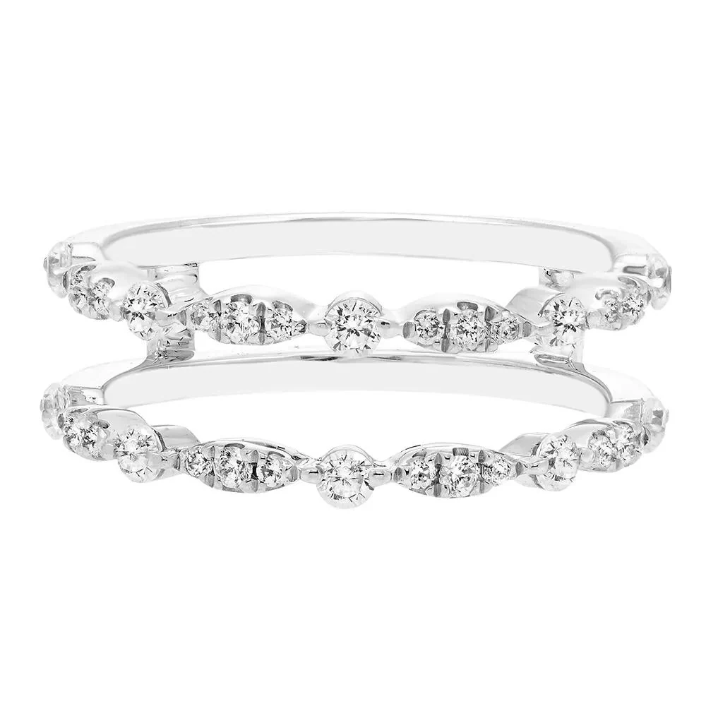 Diamond Insert 10K Gold (1/2 CT. T.w.) Ring Round Brilliant Cut White Size 8
