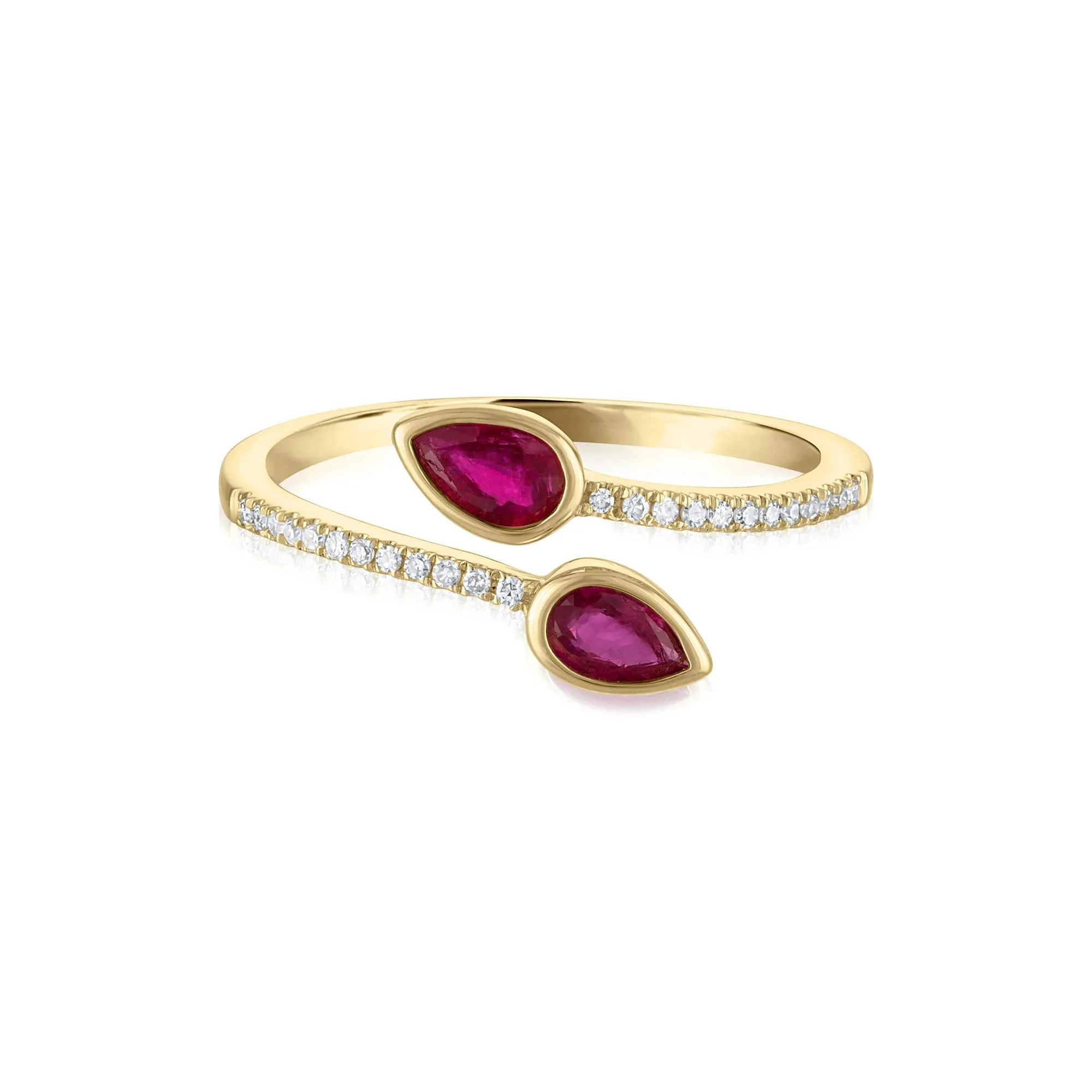 1/10 CT. Tw. Diamond and Ruby Wrap Ring 10K Yellow Gold Size 8 1.5mm