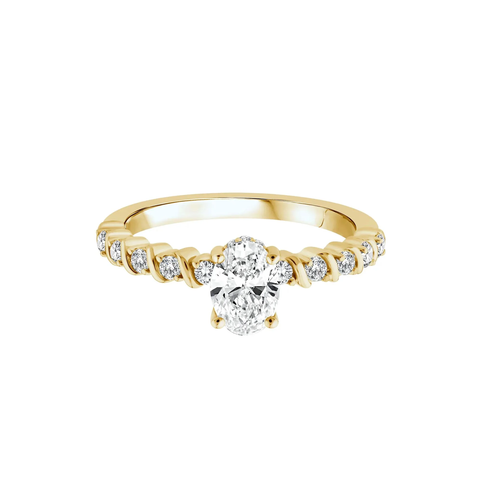 1 CT. Tw. Lab Grown Oval Diamond Engagement Ring 10K Yellow Gold Size 9