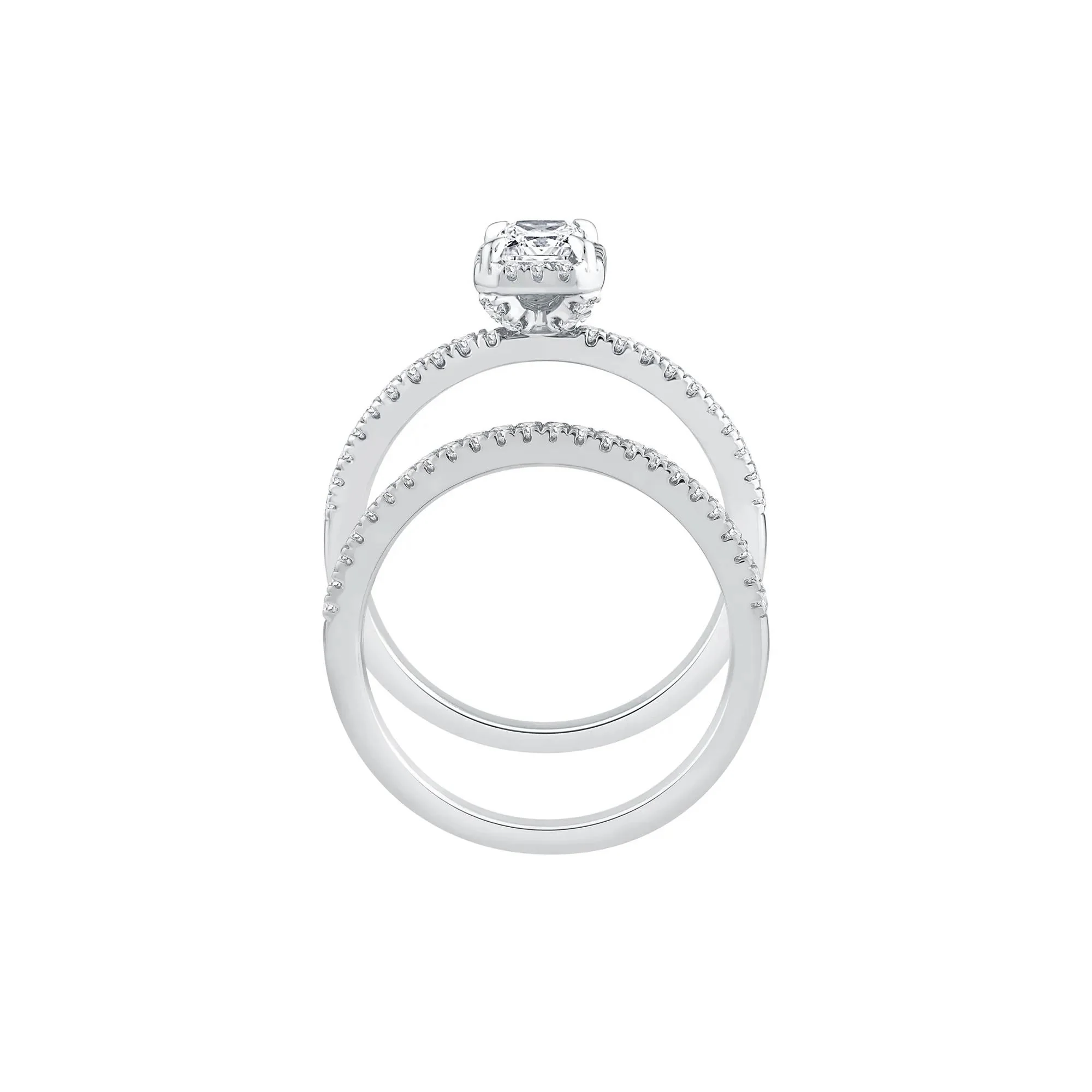 1 CT. Tw. Lab Grown Diamond Engagement Set 10K White Gold Ring Size 6 - Image 2