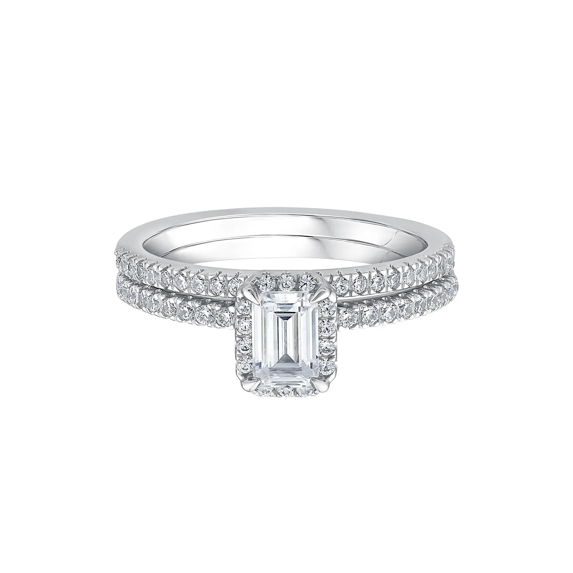 1 CT. Tw. Lab Grown Diamond Engagement Set 10K White Gold Ring Size 7.5