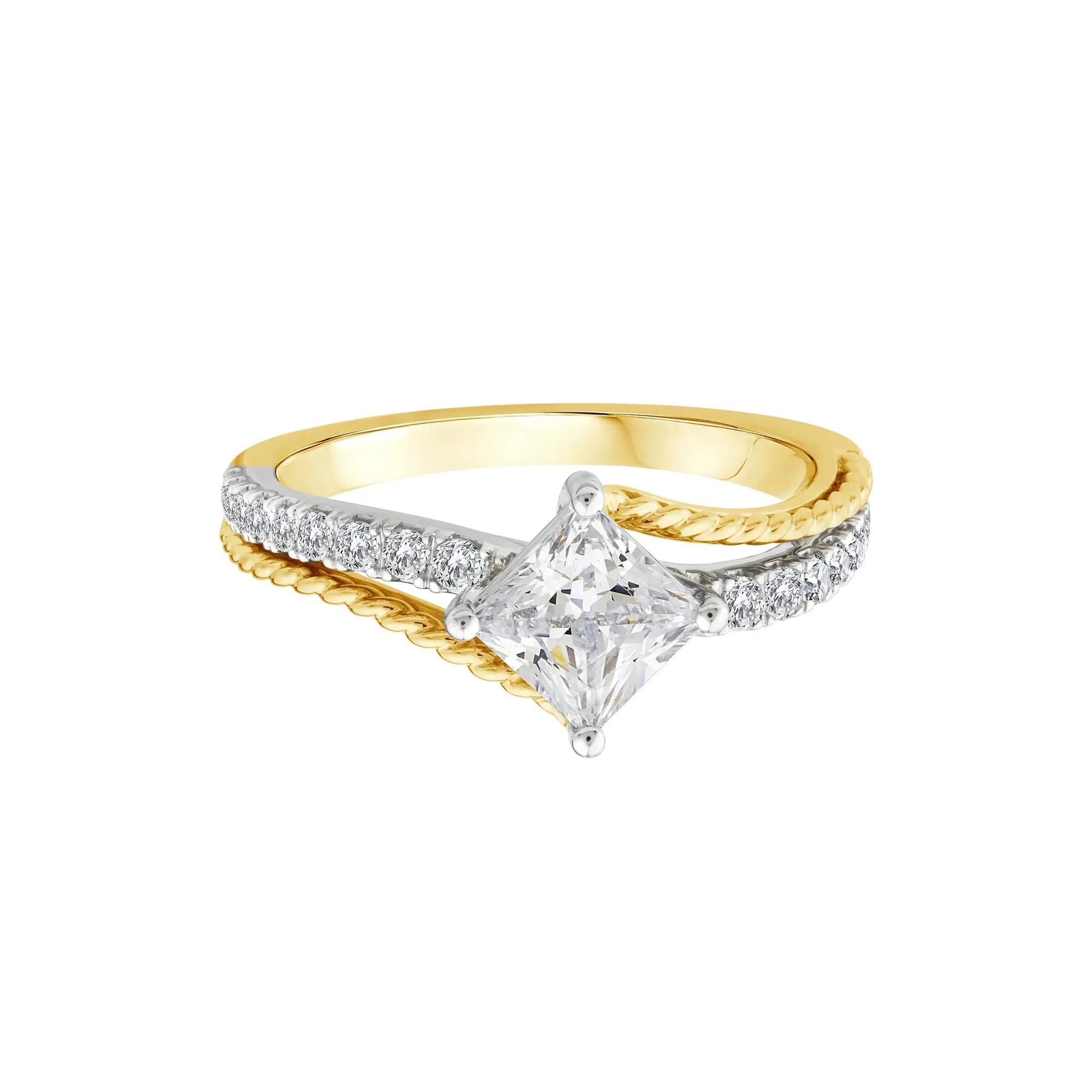 1/4 CT. Tw. Lab Grown Diamond Engagement Ring 14K Yellow and White Gold Size 7