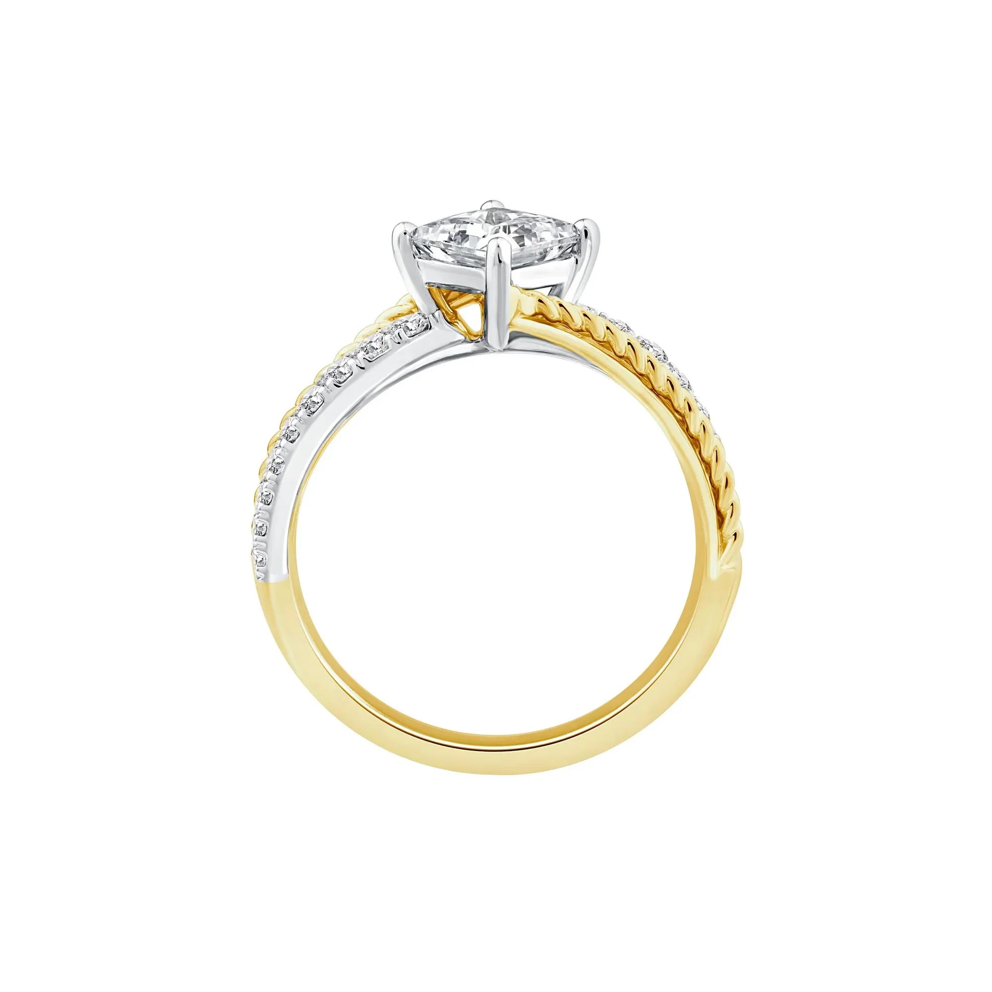 1/4 CT. Tw. Lab Grown Diamond Engagement Ring 14K Yellow and White Gold Size 7.5 - Image 3