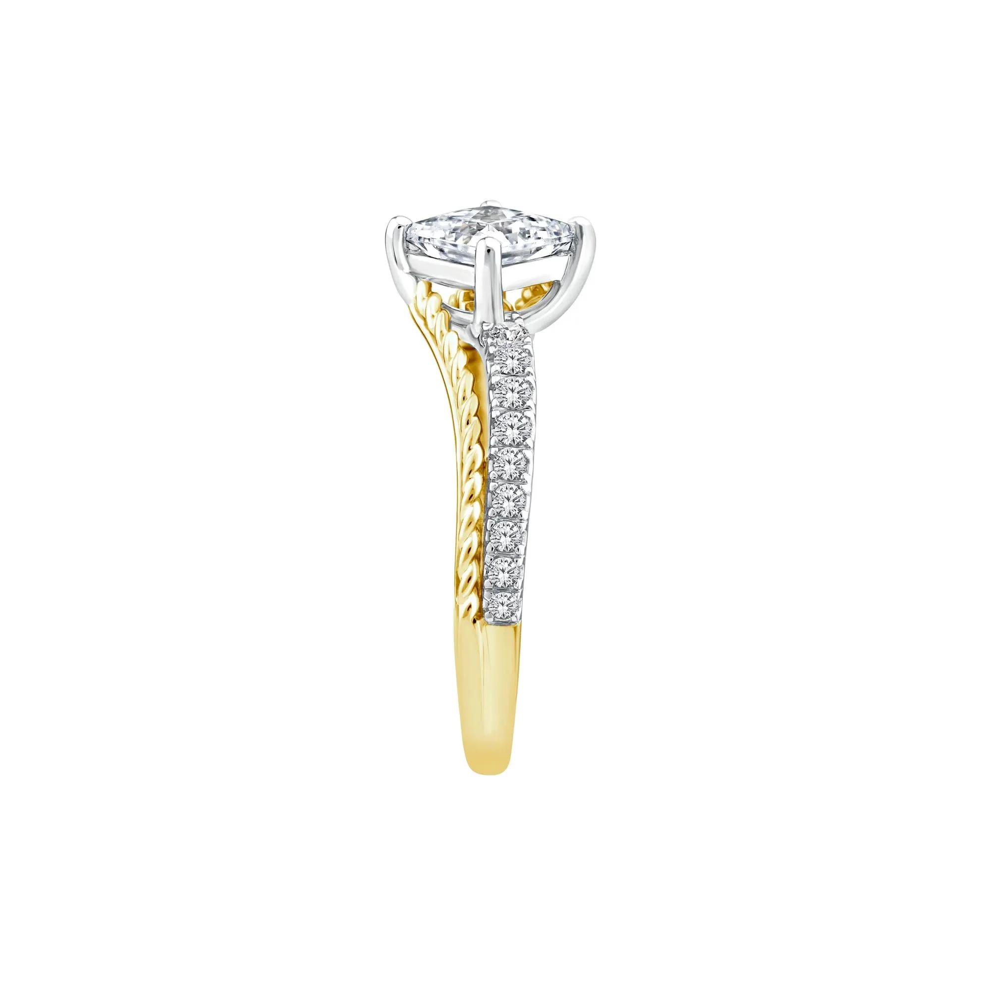1/4 CT. Tw. Lab Grown Diamond Engagement Ring 14K Yellow and White Gold Size 9 - Image 2