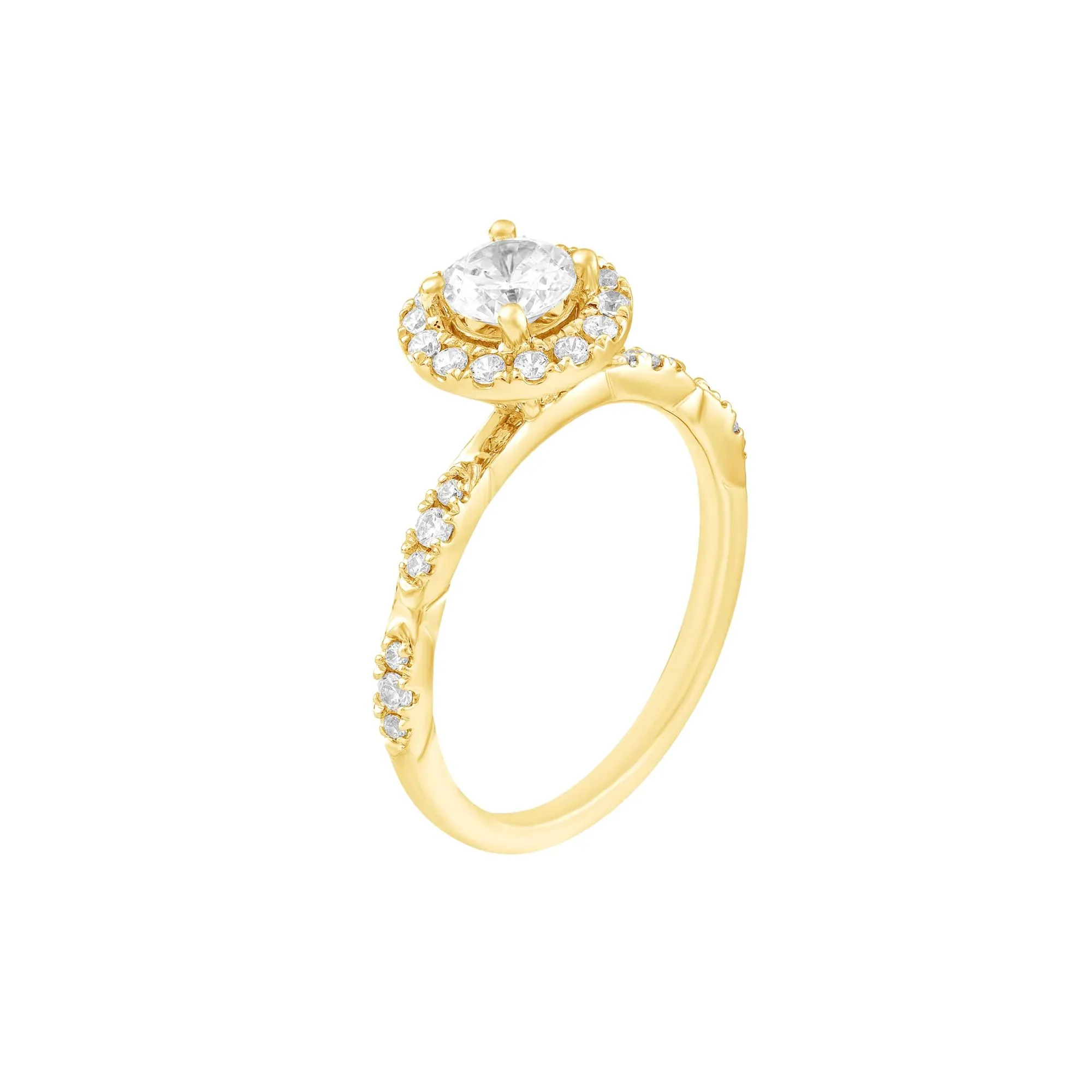1 CT. Tw. Diamond Halo Engagement Ring 14K Yellow Gold Size 6 1.5mm - Image 5