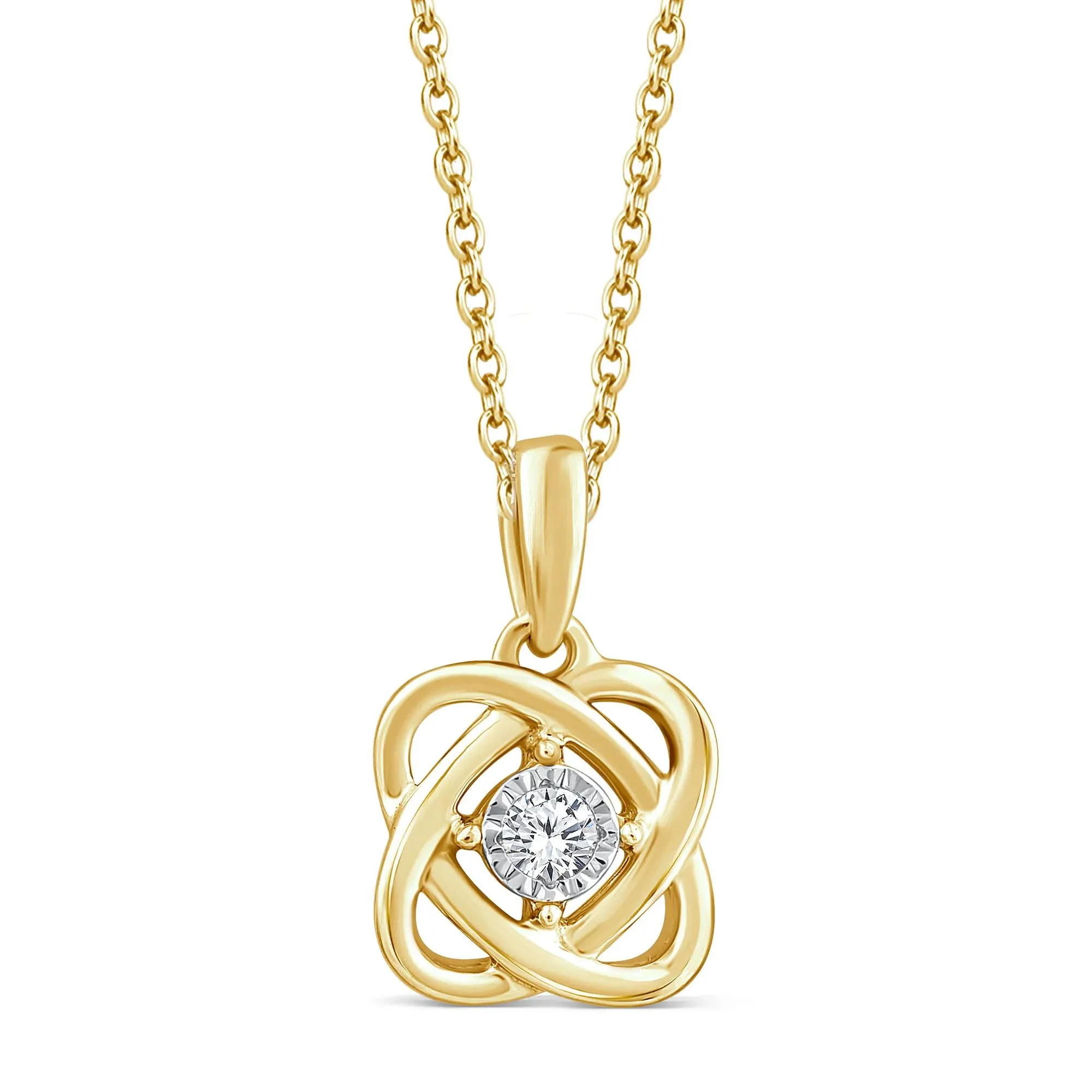Diamond Accent Pendant Necklace 10K Yellow Gold Size 18"