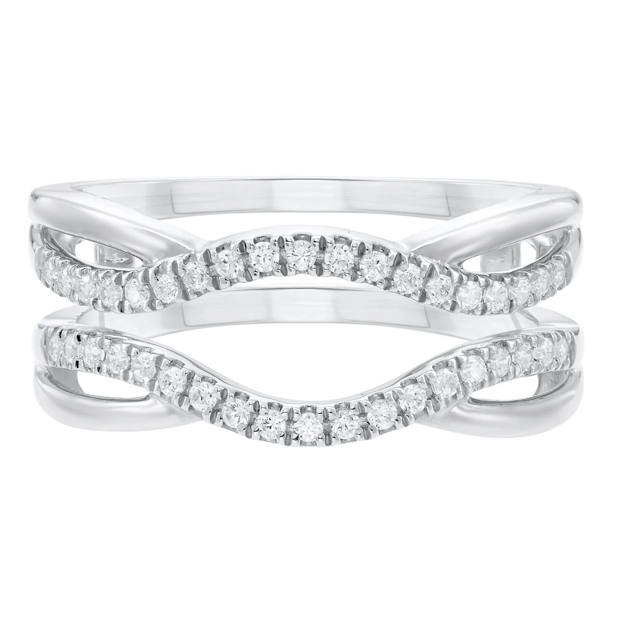 1/4 CT. Tw. Diamond Contoured Ring Insert 10K White Gold Size 7