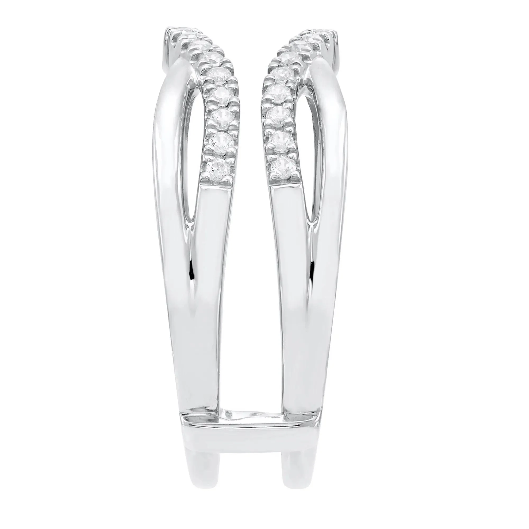 1/4 CT. Tw. Diamond Contoured Ring Insert 10K White Gold Size 8 - Image 3