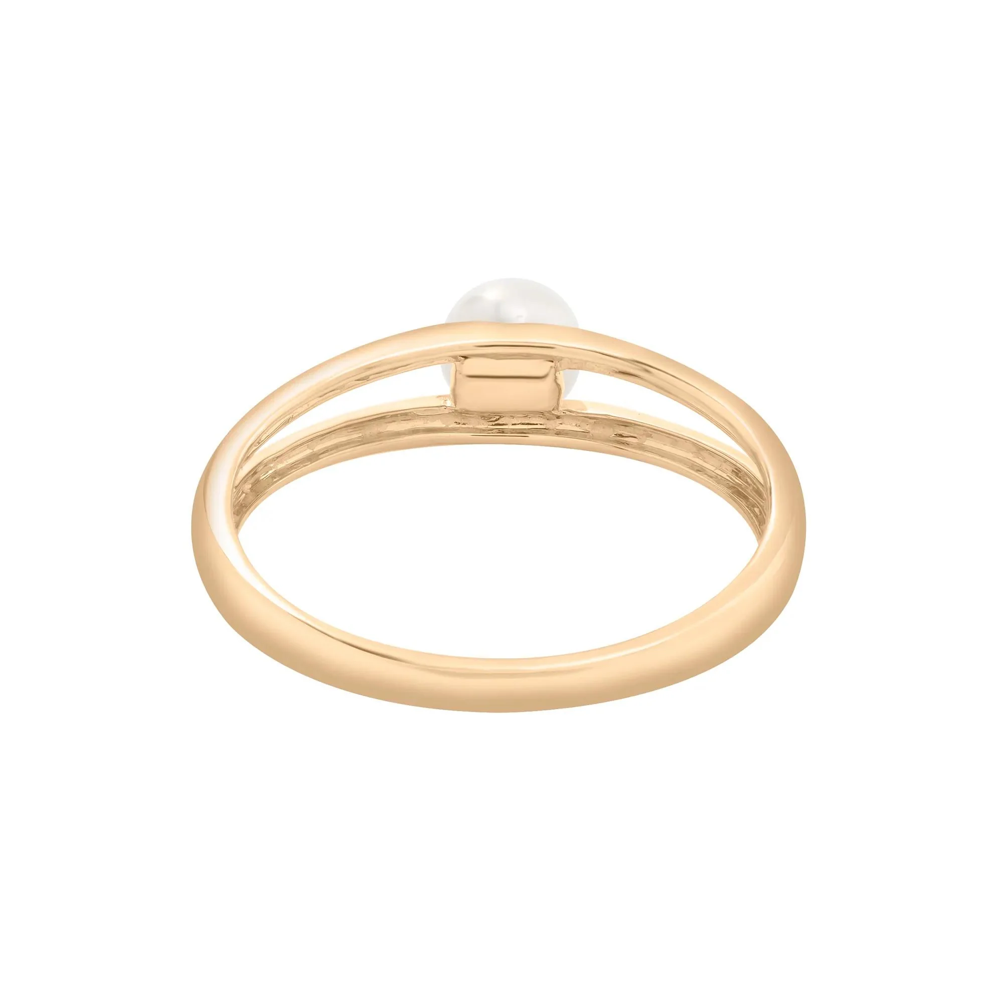 Freshwater Cultured Pearl Mini Split Shank Ring 10K Yellow Gold Size 7.5 1mm - Image 2