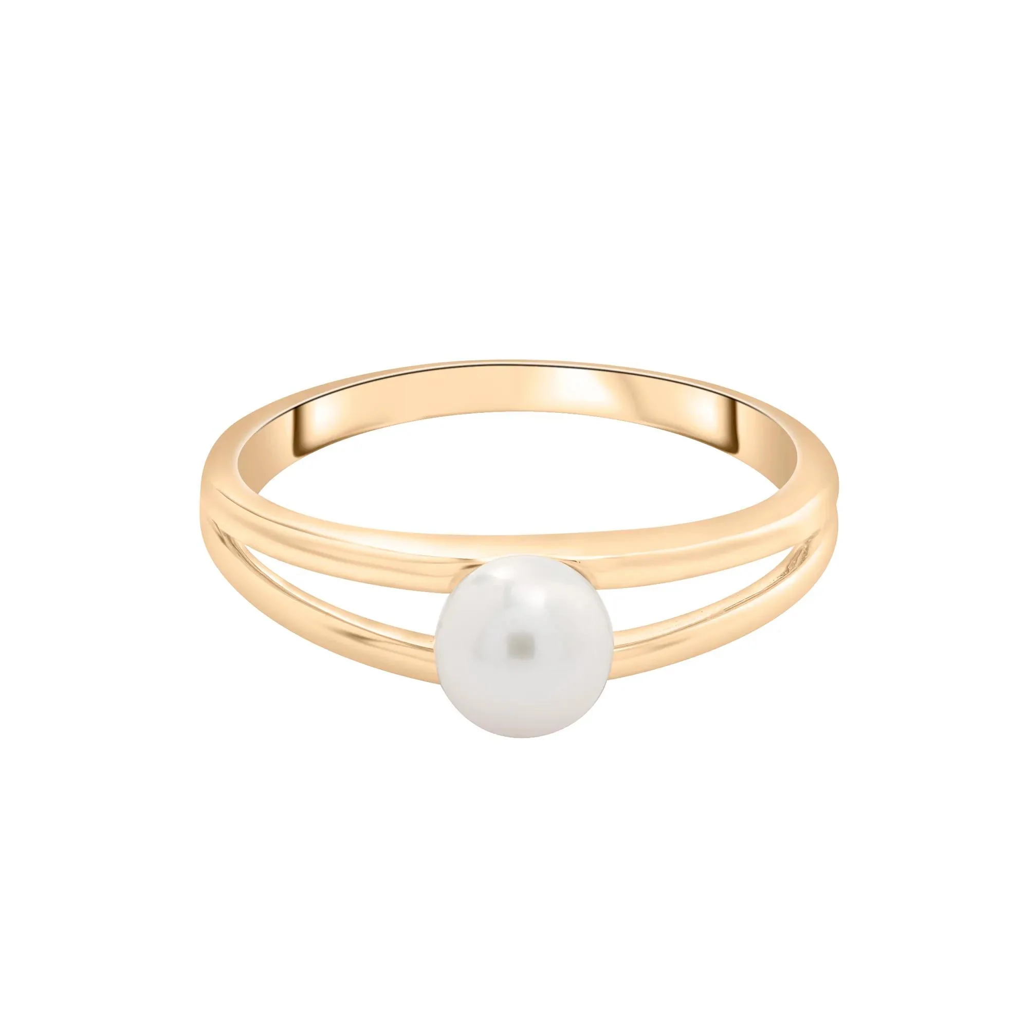 Freshwater Cultured Pearl Mini Split Shank Ring 10K Yellow Gold Size 8.5 1mm - Image 3