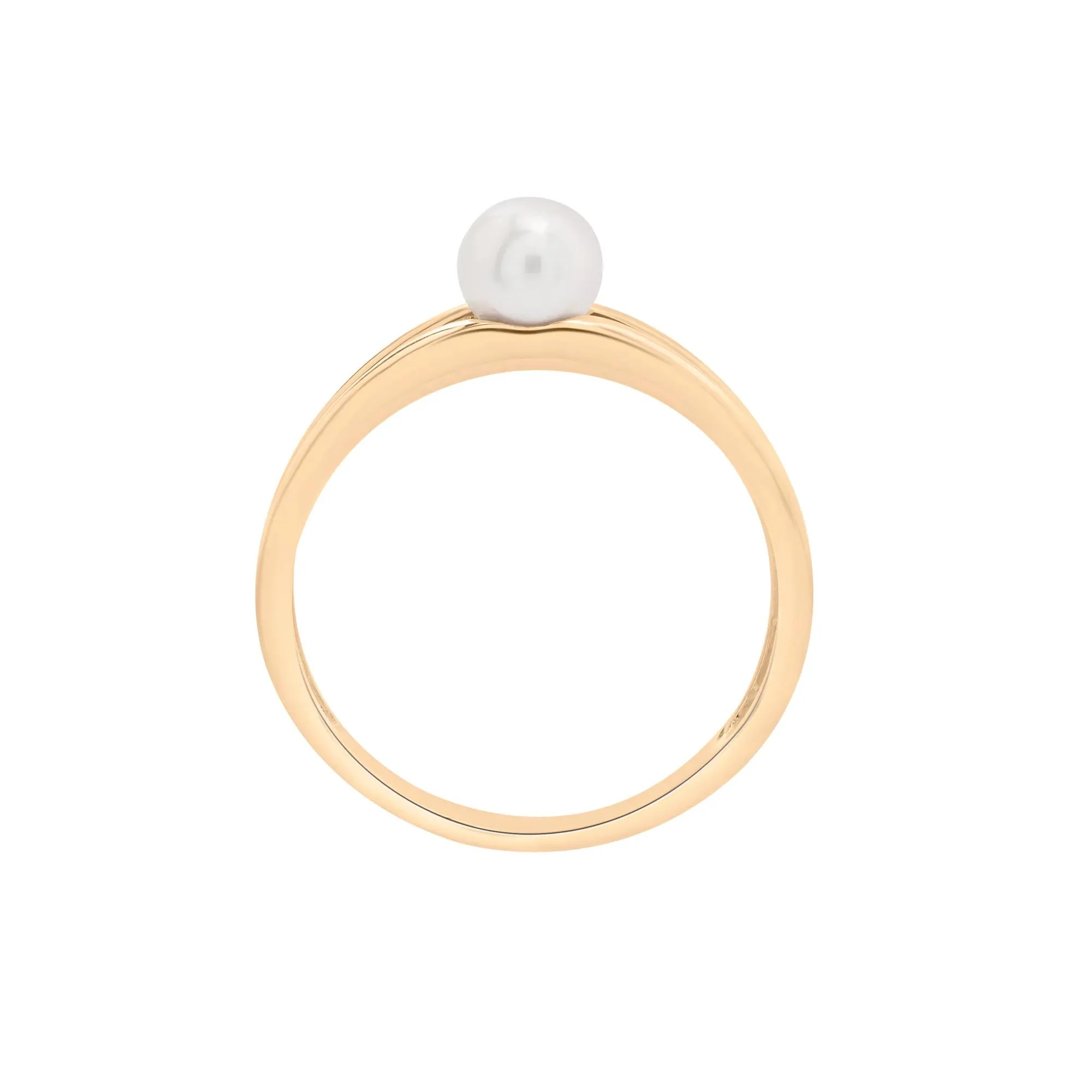 Freshwater Cultured Pearl Mini Split Shank Ring 10K Yellow Gold Size 9 1mm - Image 4