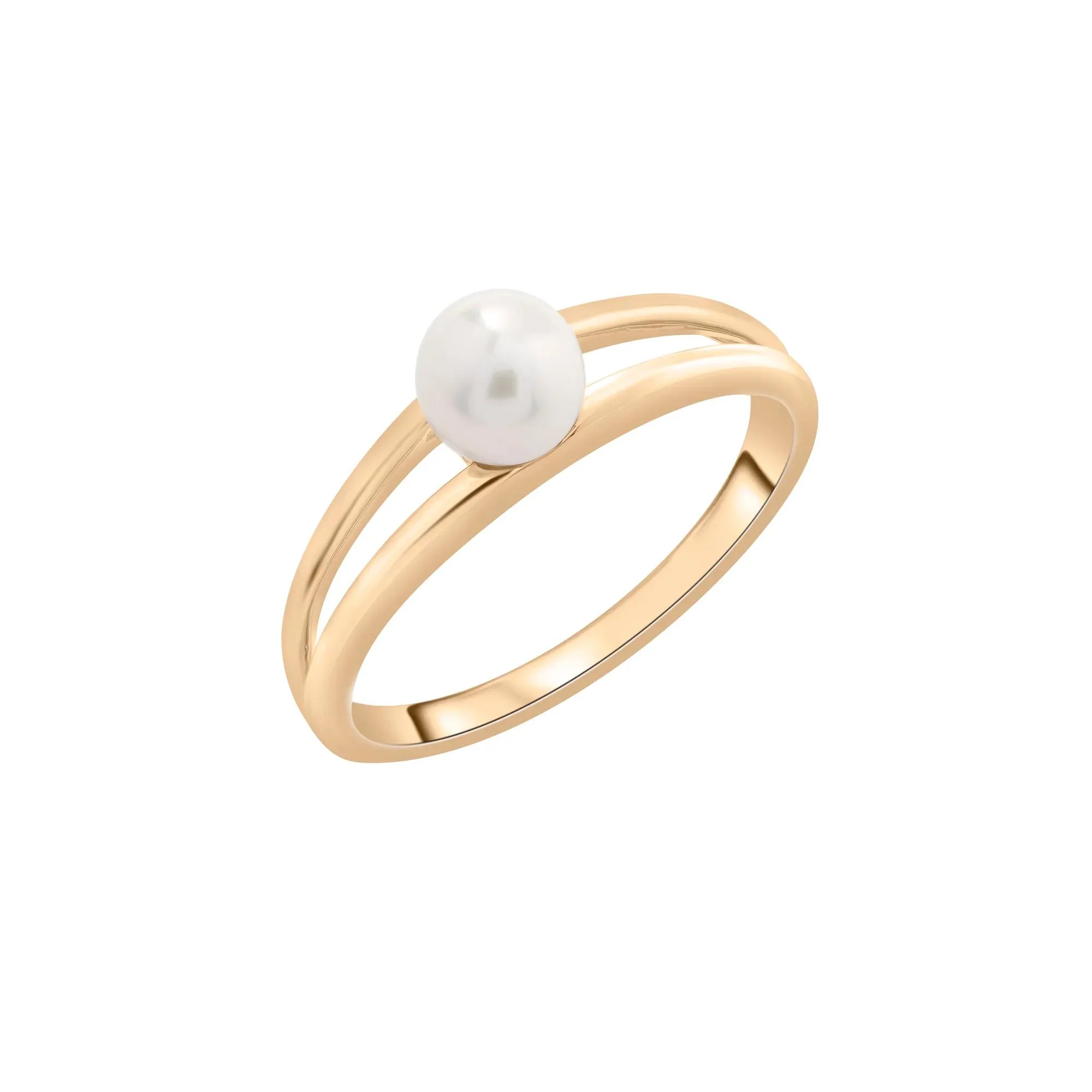 Freshwater Cultured Pearl Mini Split Shank Ring 10K Yellow Gold Size 9 1mm - Image 5