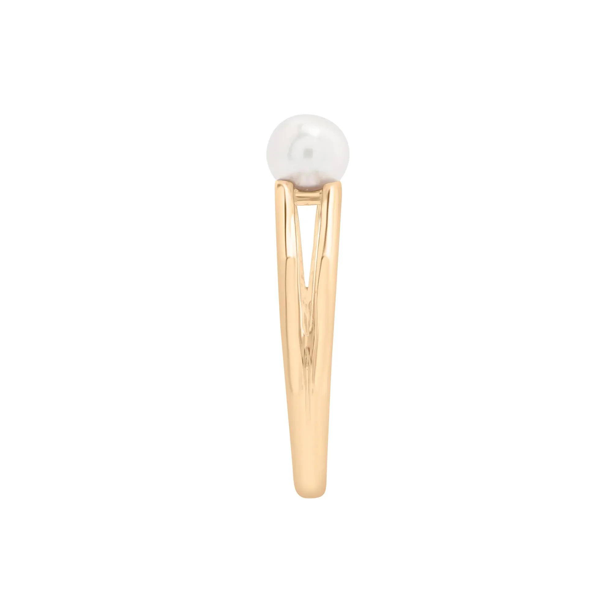 Freshwater Cultured Pearl Mini Split Shank Ring 10K Yellow Gold Size 9.5 1mm