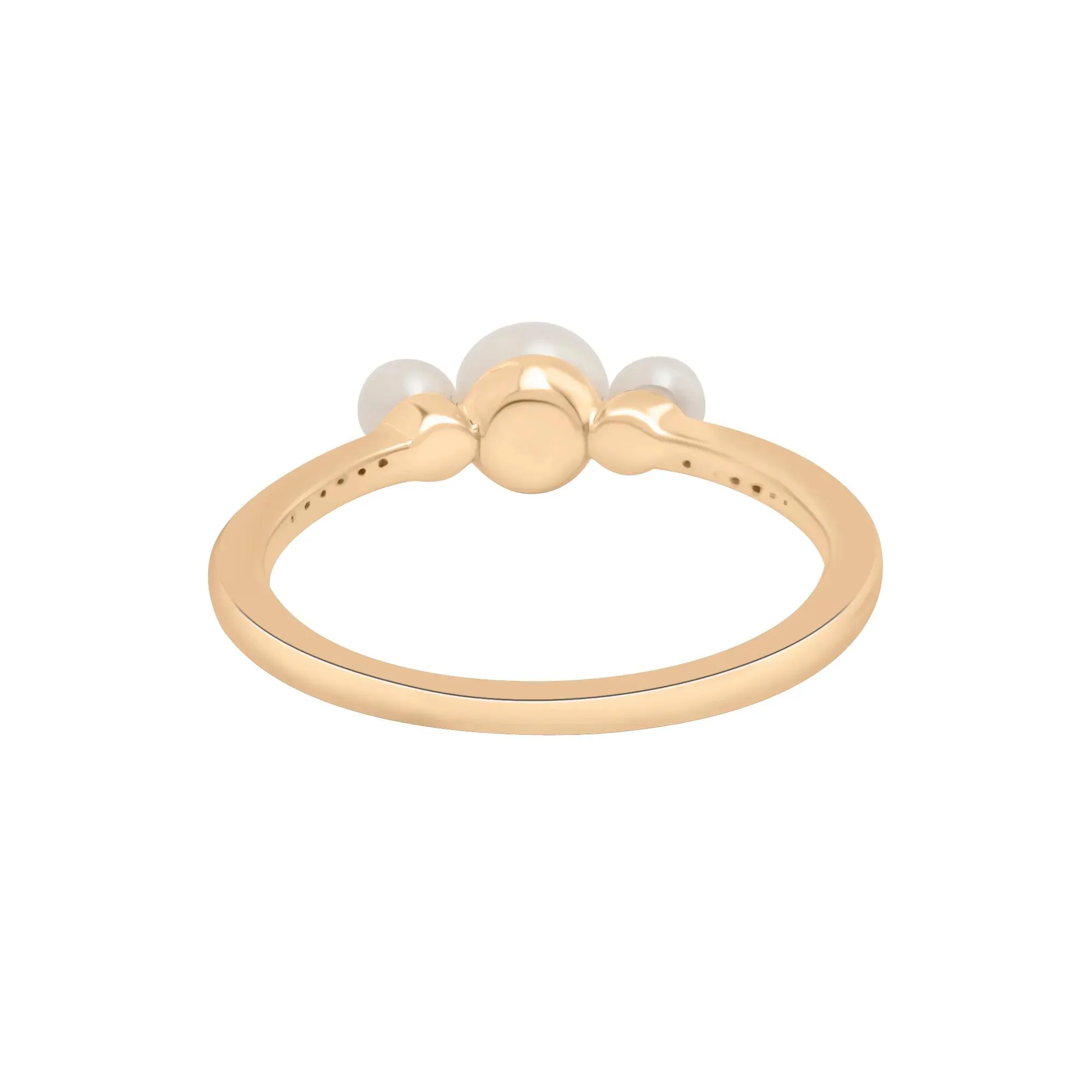 Freshwater Pearl and Diamond Accent Three-Stone Ring 10K Yellow Gold Size 9 1.5mm - Image 3