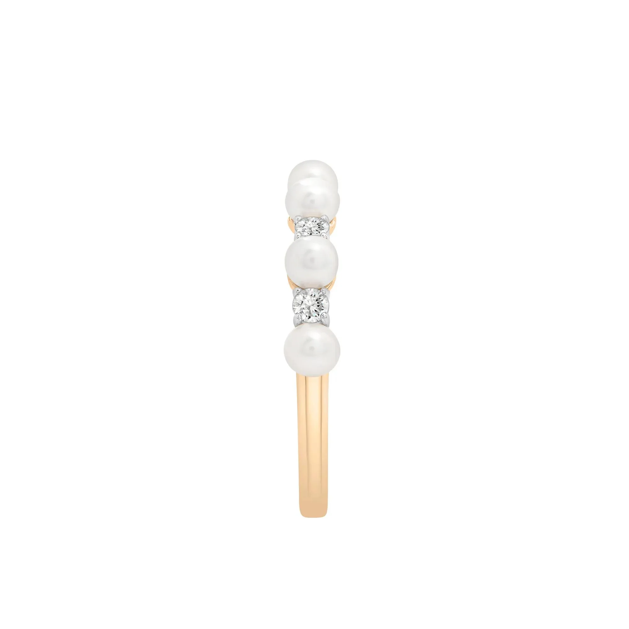 Freshwater Pearl and Lab-Created White Sapphire Ring 10K Yellow Gold Size 6.5 1.5mm - Image 2