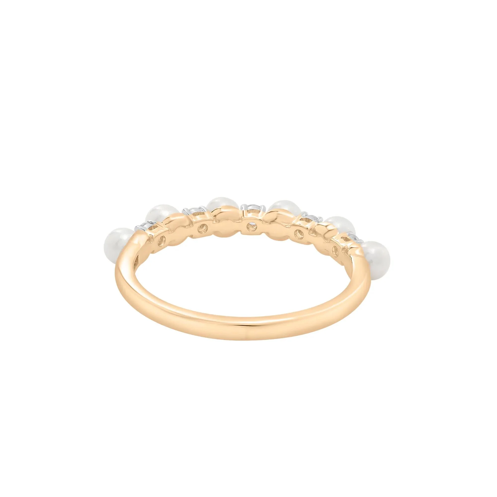 Freshwater Pearl and Lab-Created White Sapphire Ring 10K Yellow Gold Size 9 1.5mm - Image 4