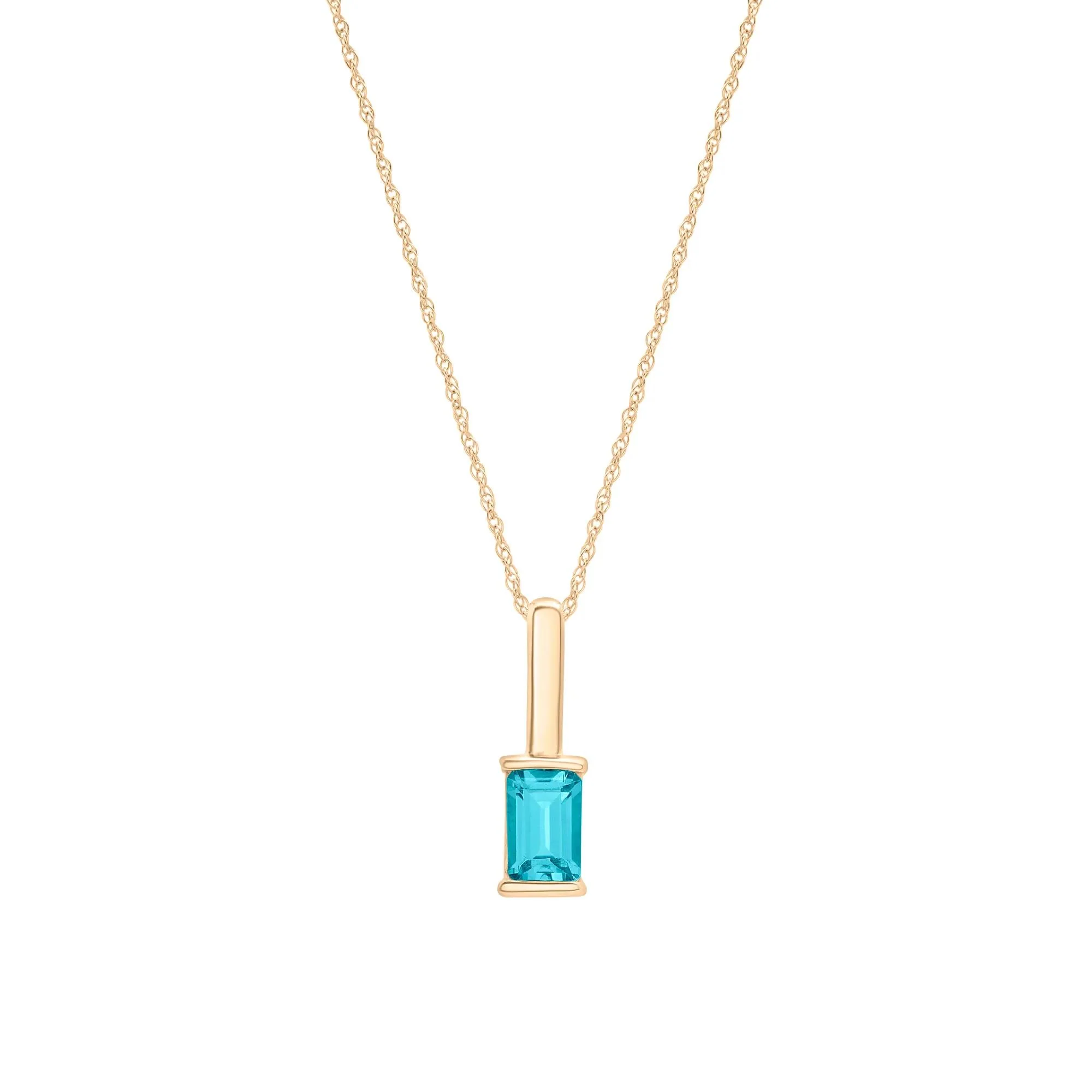 Blue Topaz Pendant Necklace 10K Yellow Gold Size 18"