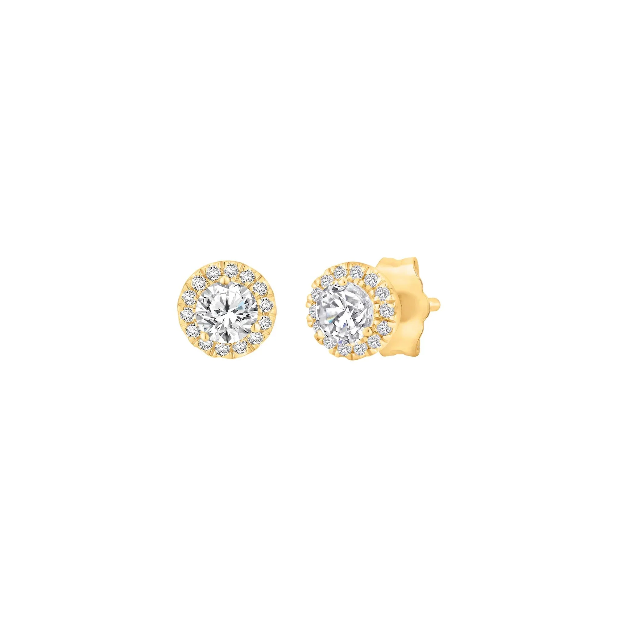 1/2 CT. Tw. Lab Grown Diamond Halo Stud Earrings 10K Yellow Gold Size 8.00mm