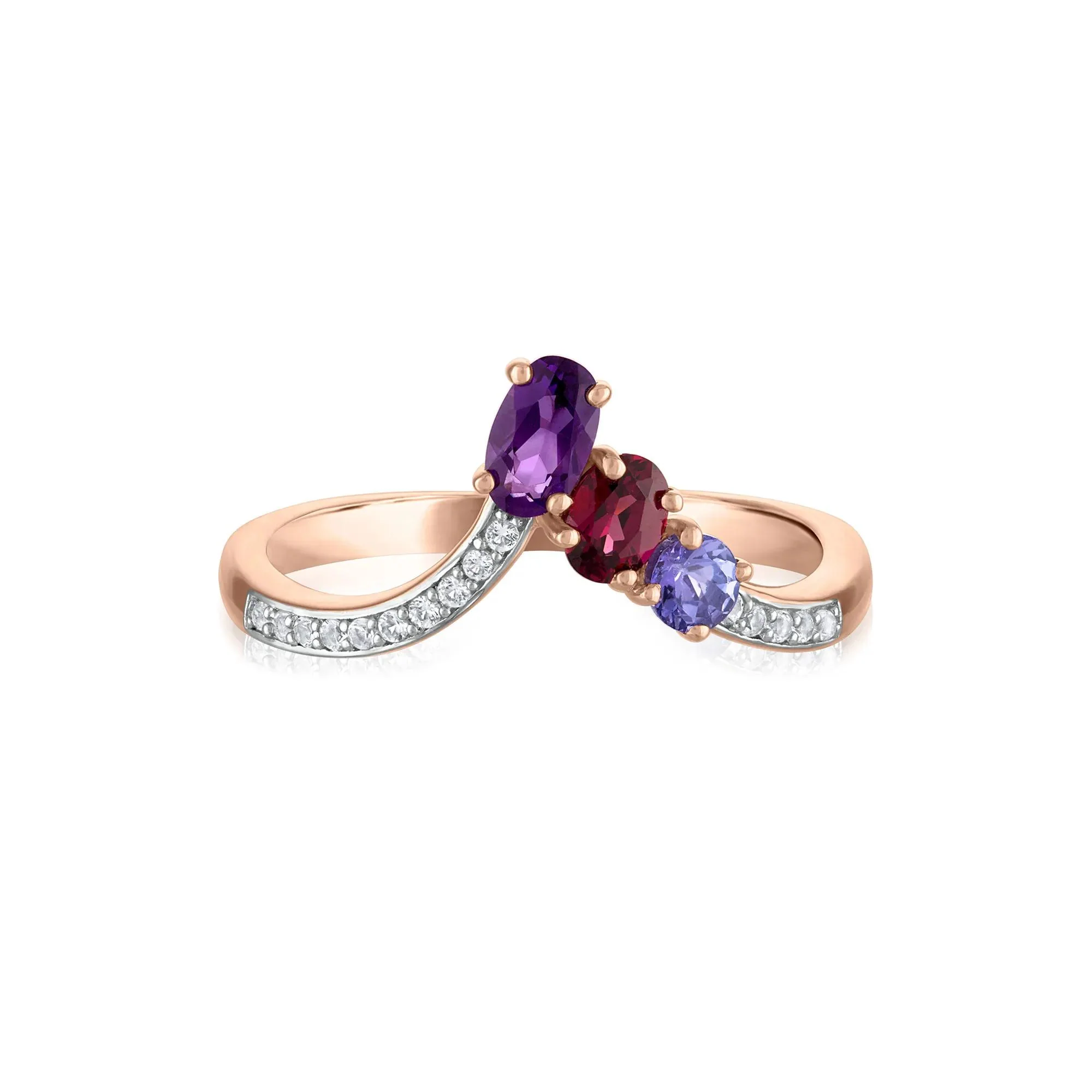 Multi-Gemstone Ring 10K Yellow Gold Size 7 2mm