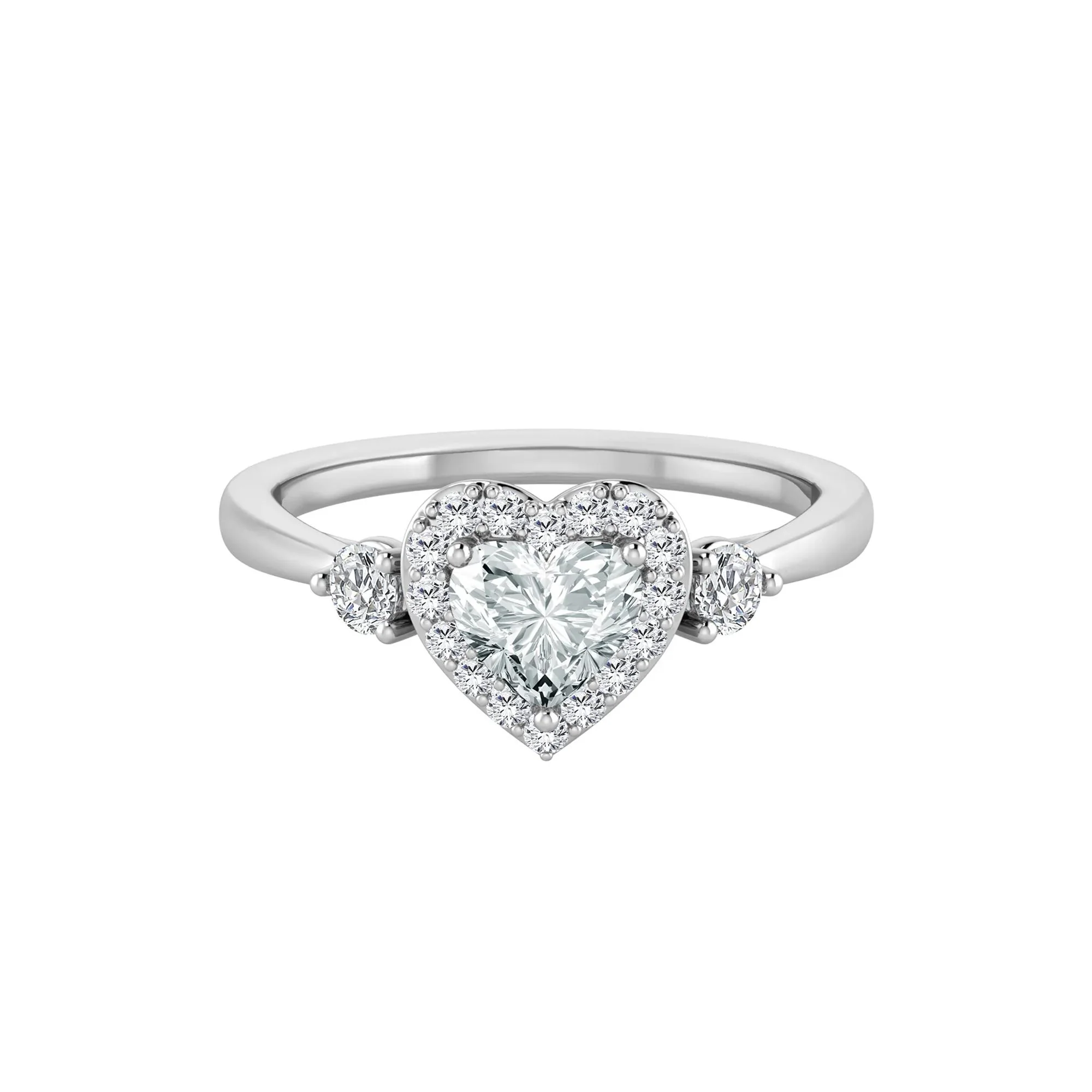 1/2 CT. Tw. Lab Grown Diamond Heart Promise Ring 10K White Gold Size 7