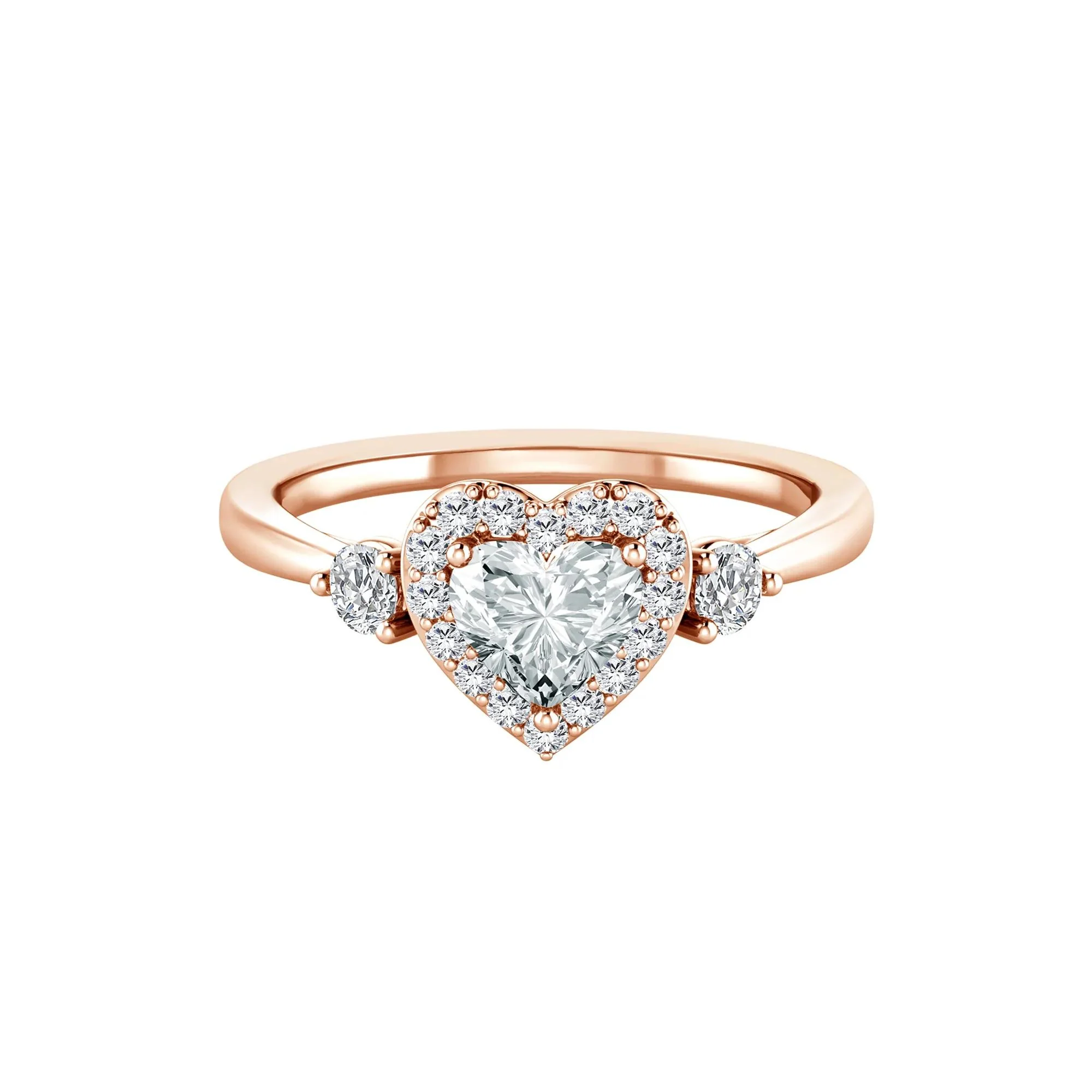 1/2 CT. Tw. Lab Grown Diamond Heart Promise Ring 10K Rose Gold Size 7
