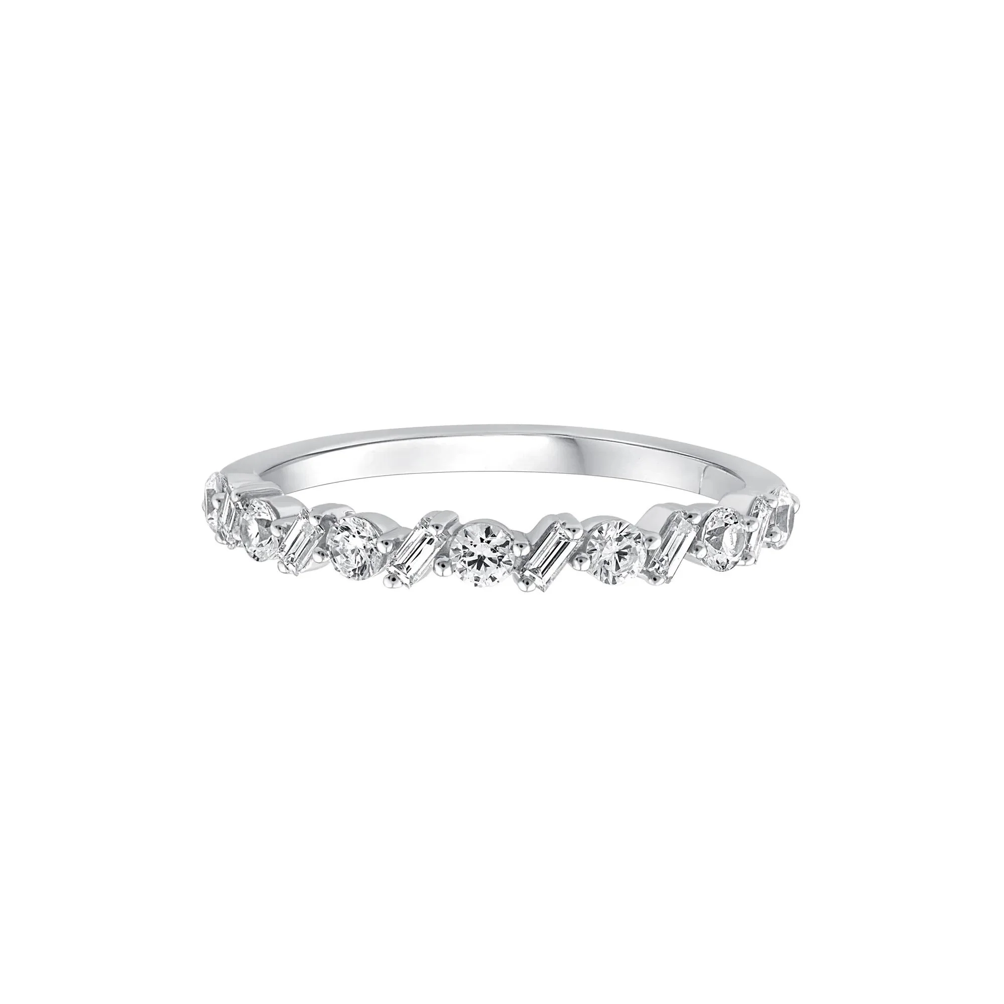 1/2 CT. Tw. Lab Grown Diamond Band Ring 10K White Gold Round Brilliant Cut Size 6.5 - Image 3