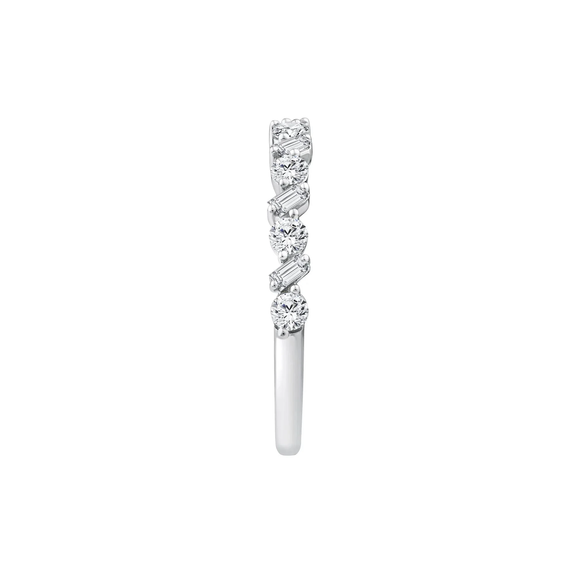 1/2 CT. Tw. Lab Grown Diamond Band Ring 10K White Gold Round Brilliant Cut Size 7.5 - Image 2